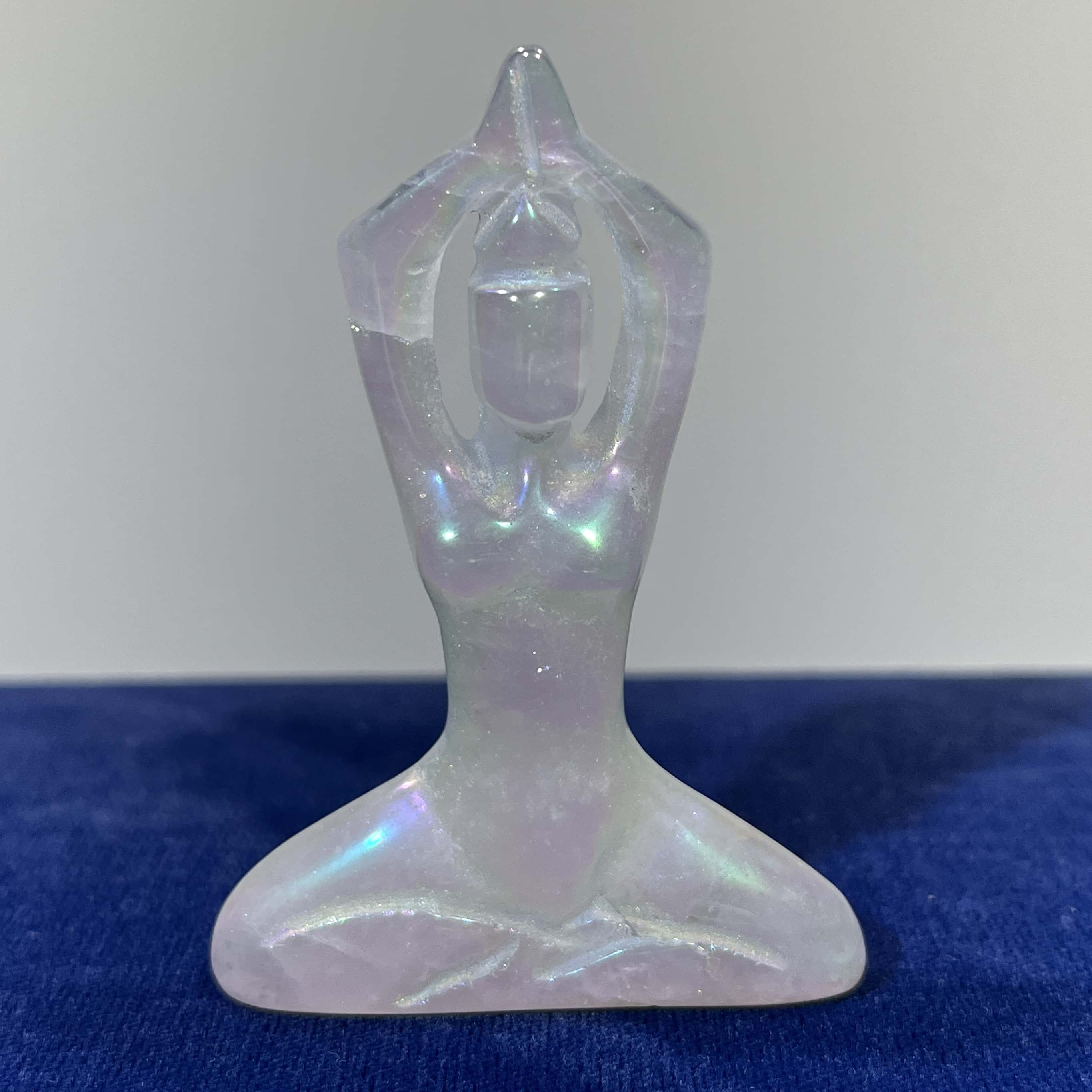 Aura Quartz (carving) Angel variety 'yoga' statuette healing crystal - Image 3
