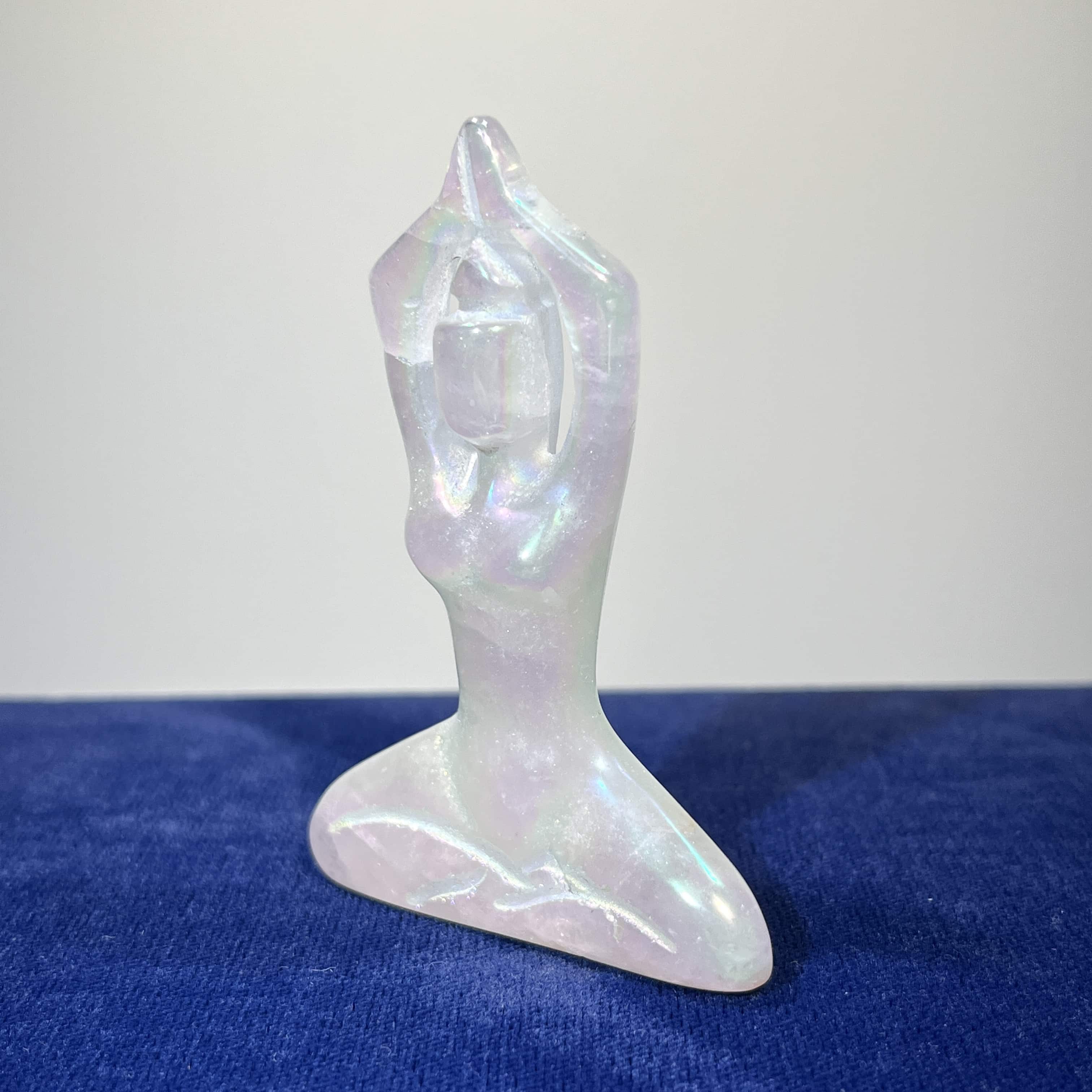 Aura Quartz (carving) Angel variety 'yoga' statuette healing crystal - Image 4