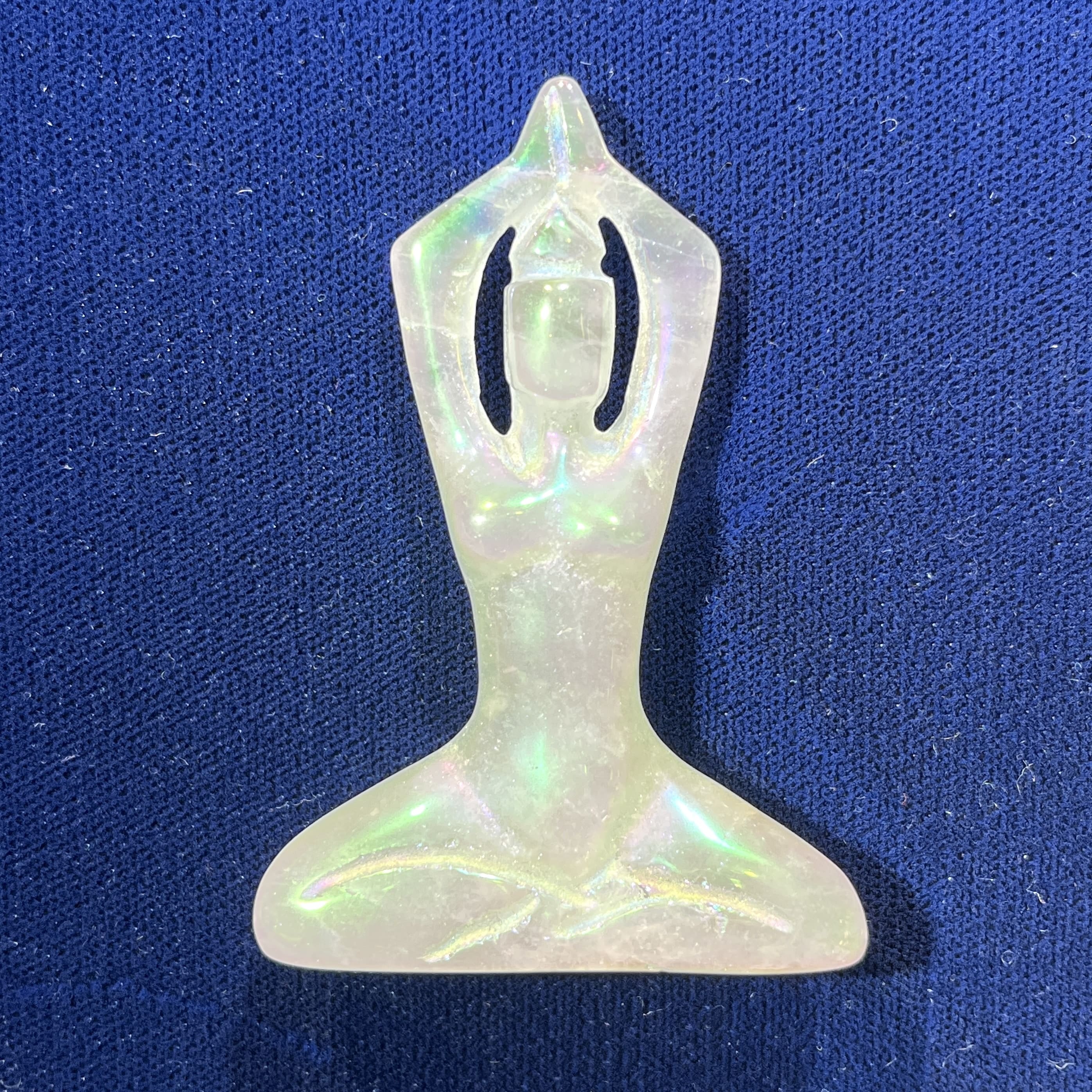 Aura Quartz (carving) Angel variety 'yoga' statuette healing crystal - Image 5