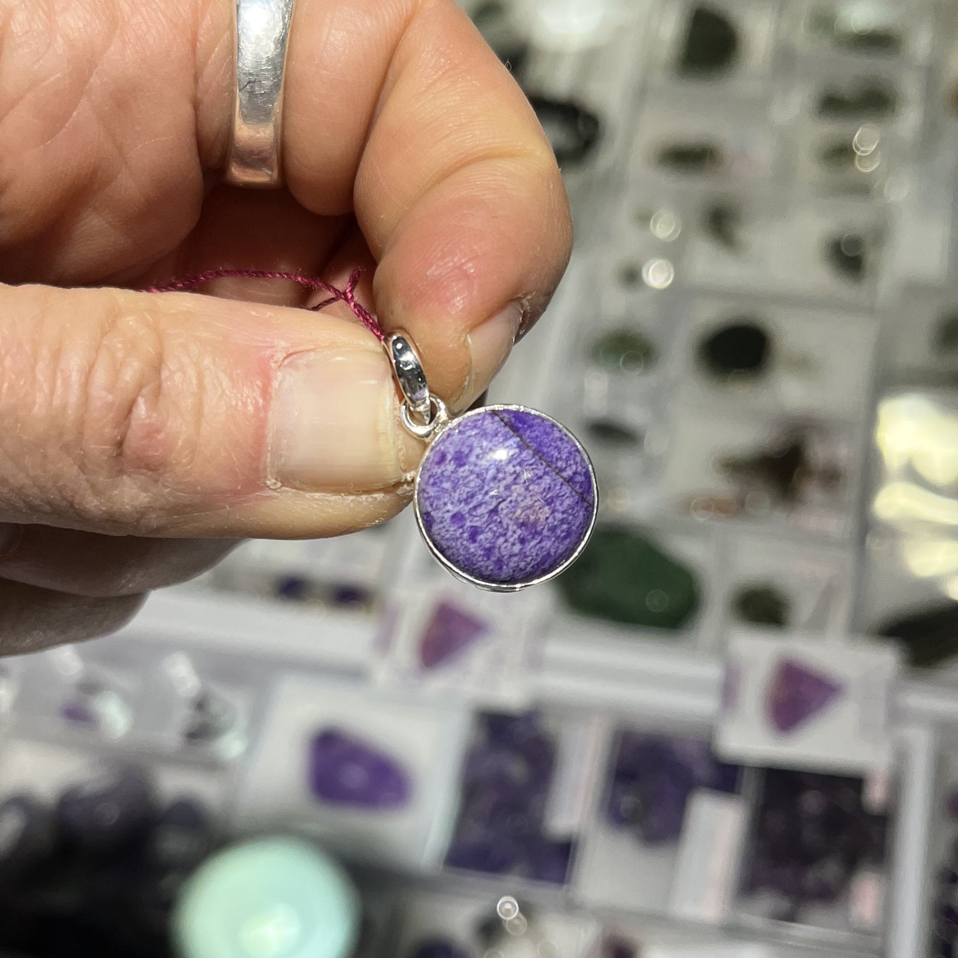 Sugilite (pendant for necklace) 'chromatic orb' healing crystal