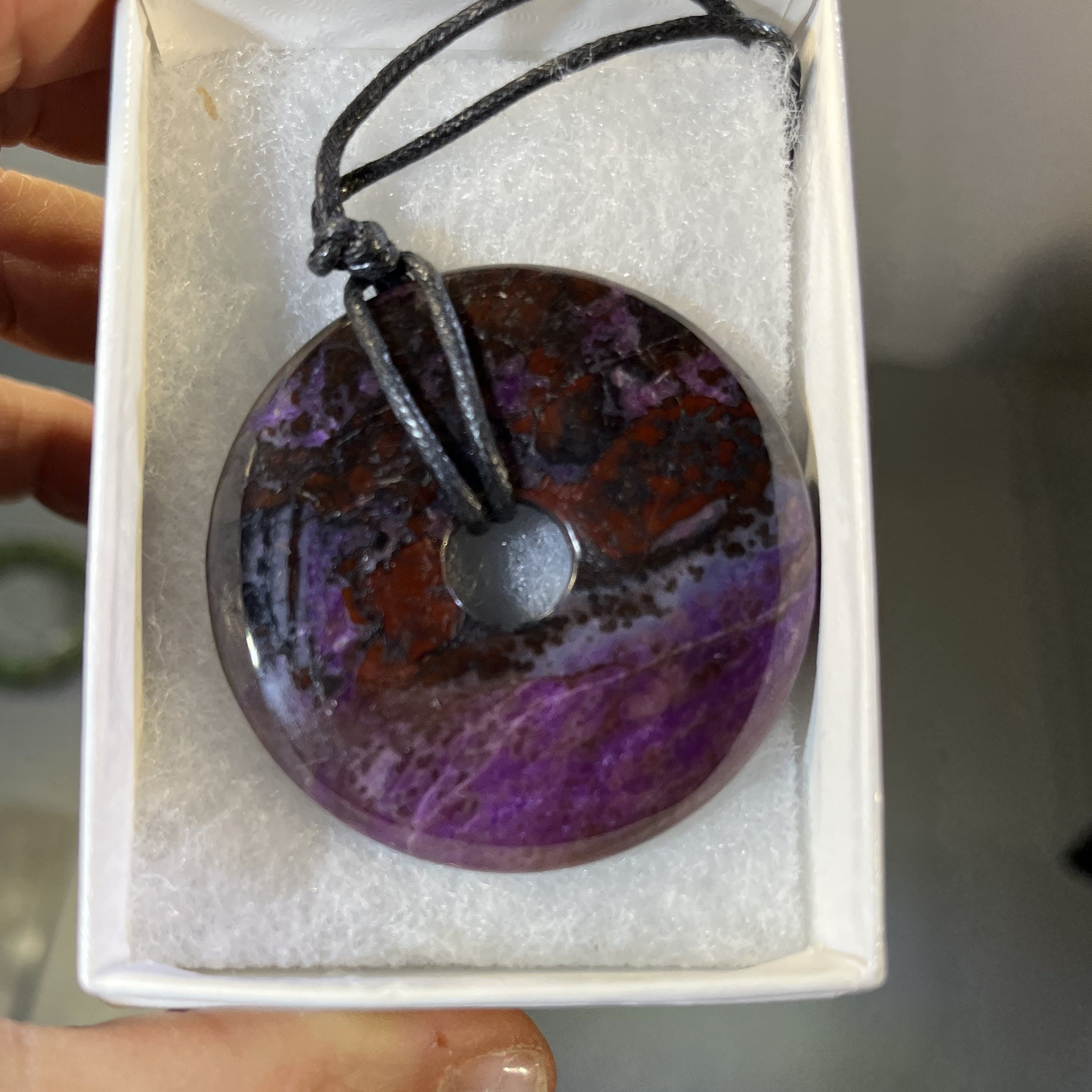 Sugilite (pendant w necklace) large pi donut disc (33gr) healing crystal - Image 2