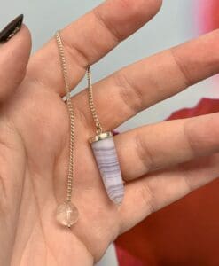Blue Lace Agate deluxe Sterling pendulum healing crystal