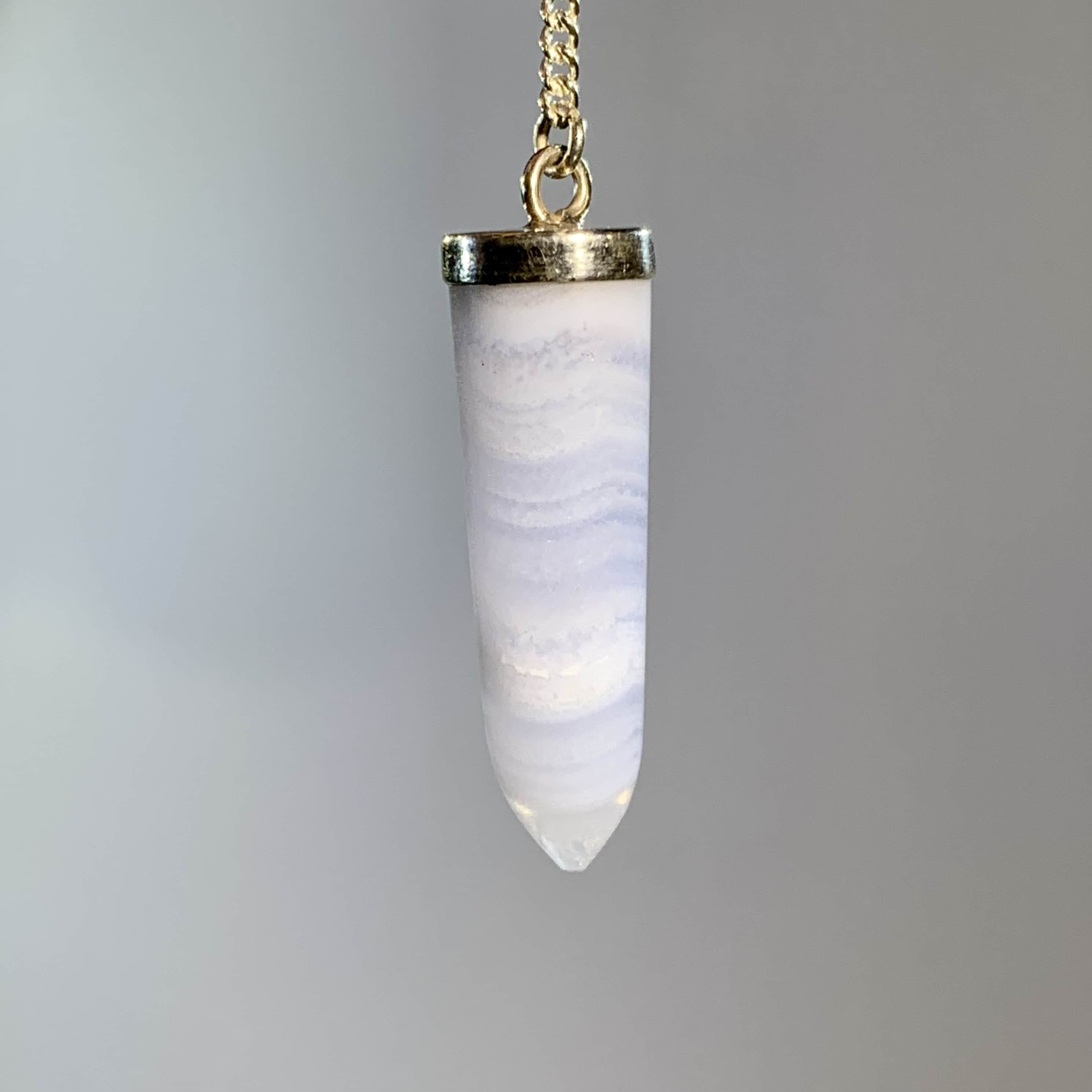 Blue Lace Agate deluxe Sterling pendulum healing crystal - Image 3