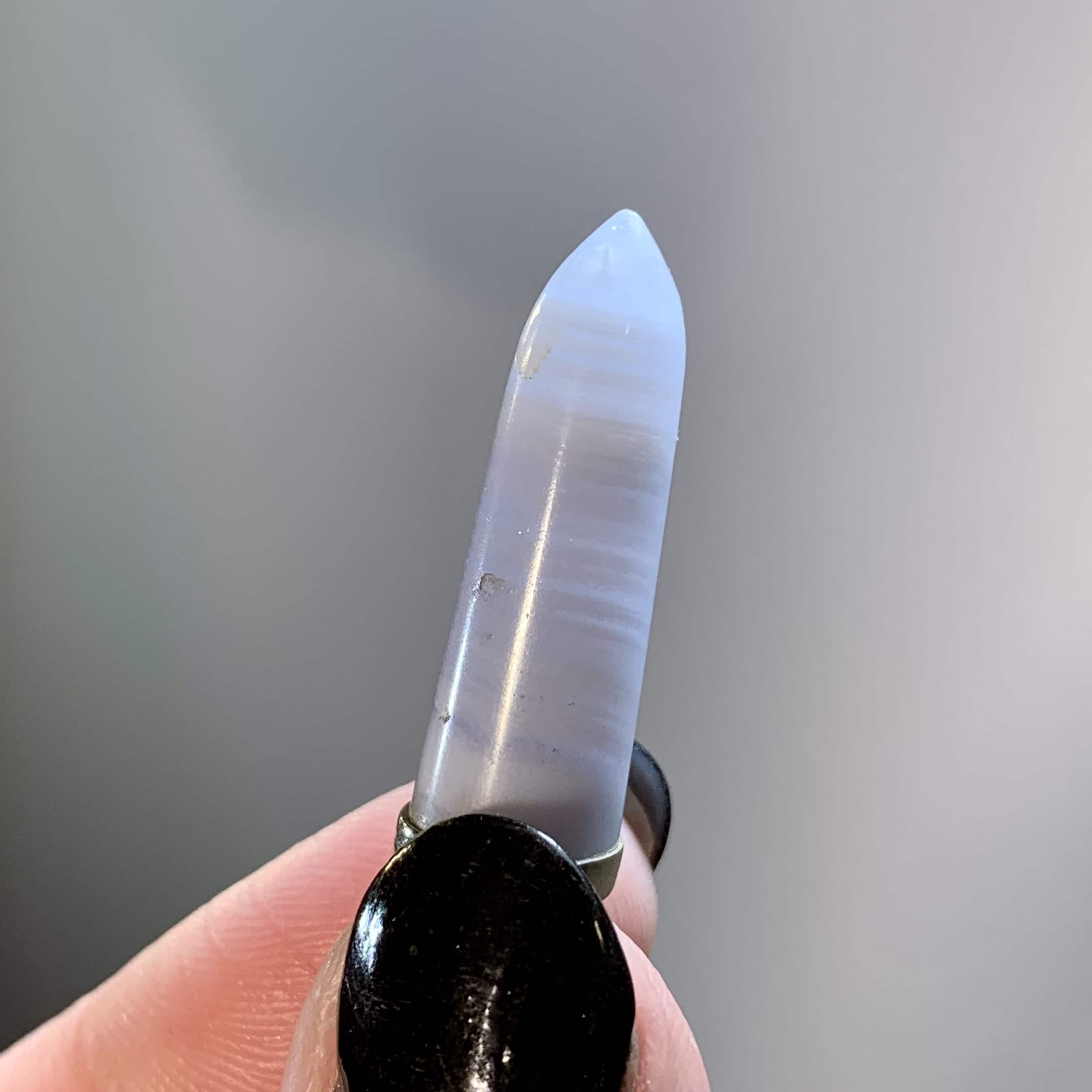 Blue Lace Agate deluxe Sterling pendulum healing crystal - Image 4