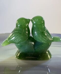 Jade (Nephrite) lovebird/songbird pair (carving) healing crystal