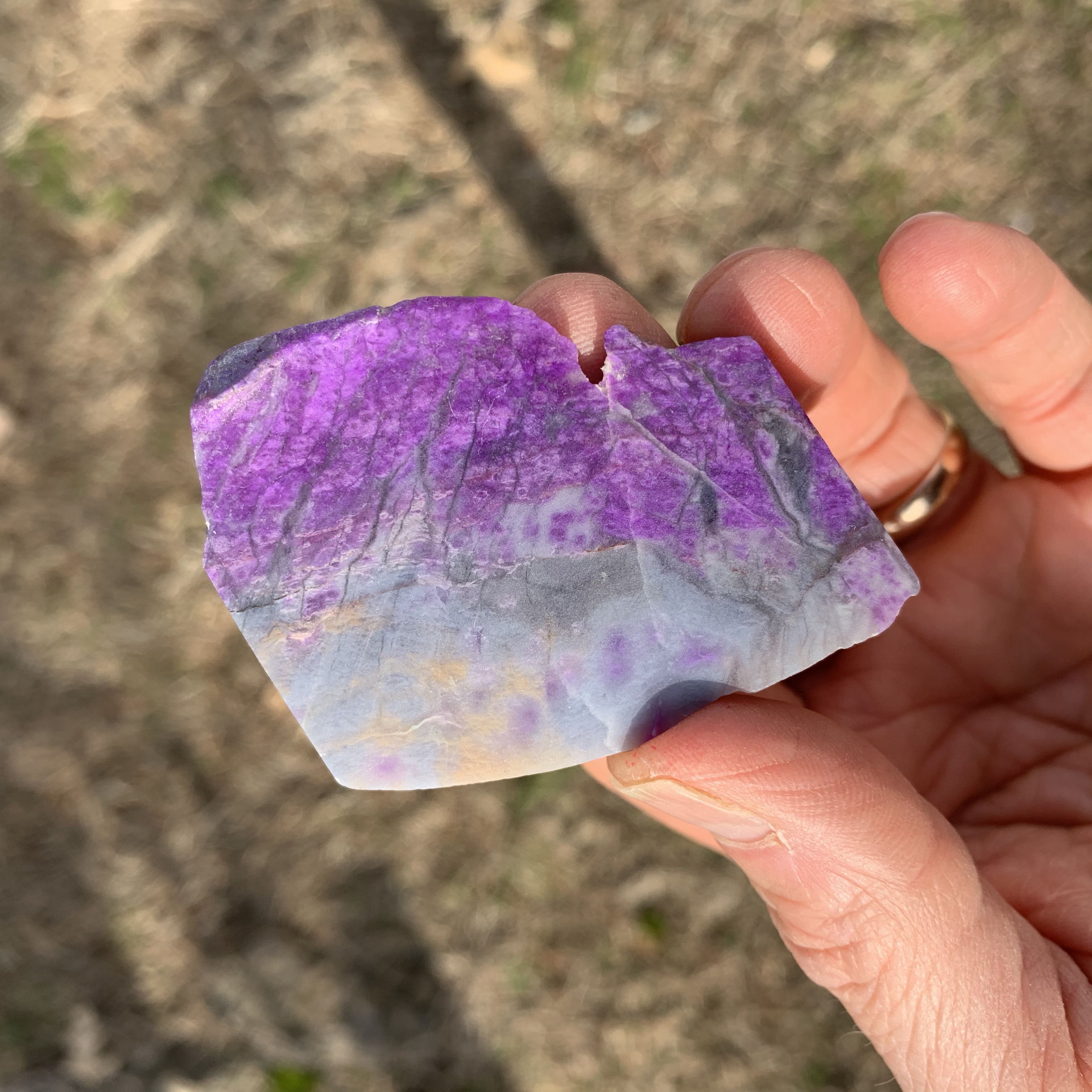 Sugilite (slab n rough) gel 'pink n grey peak' (35.8gr) healing crystal