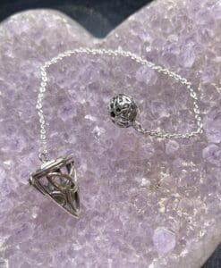 Moldavite (rough) Celtic pendulum (11.83gr, 8.4")