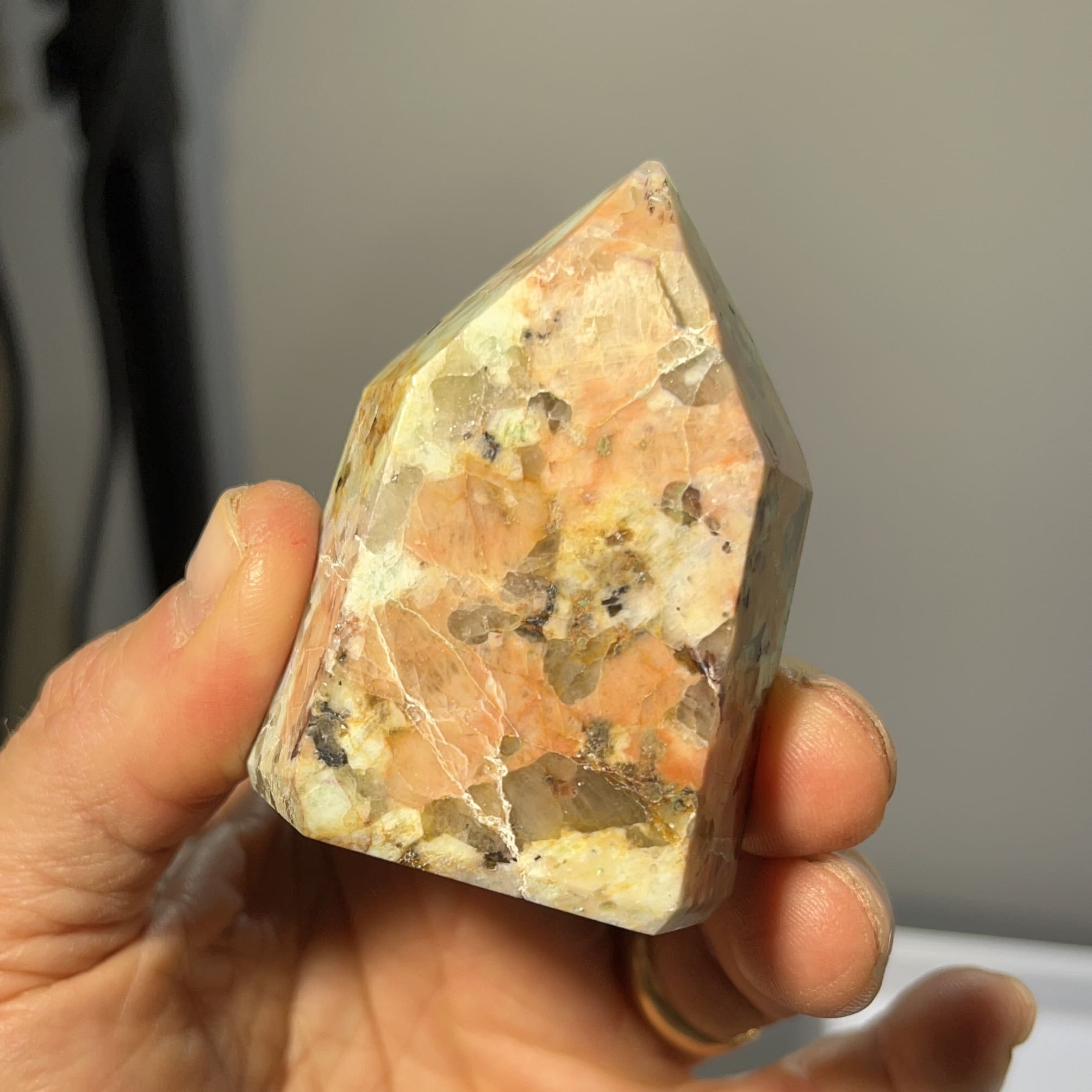 Amazonite (blue) and Feldspar (orange) tower, healing crystal - Image 2