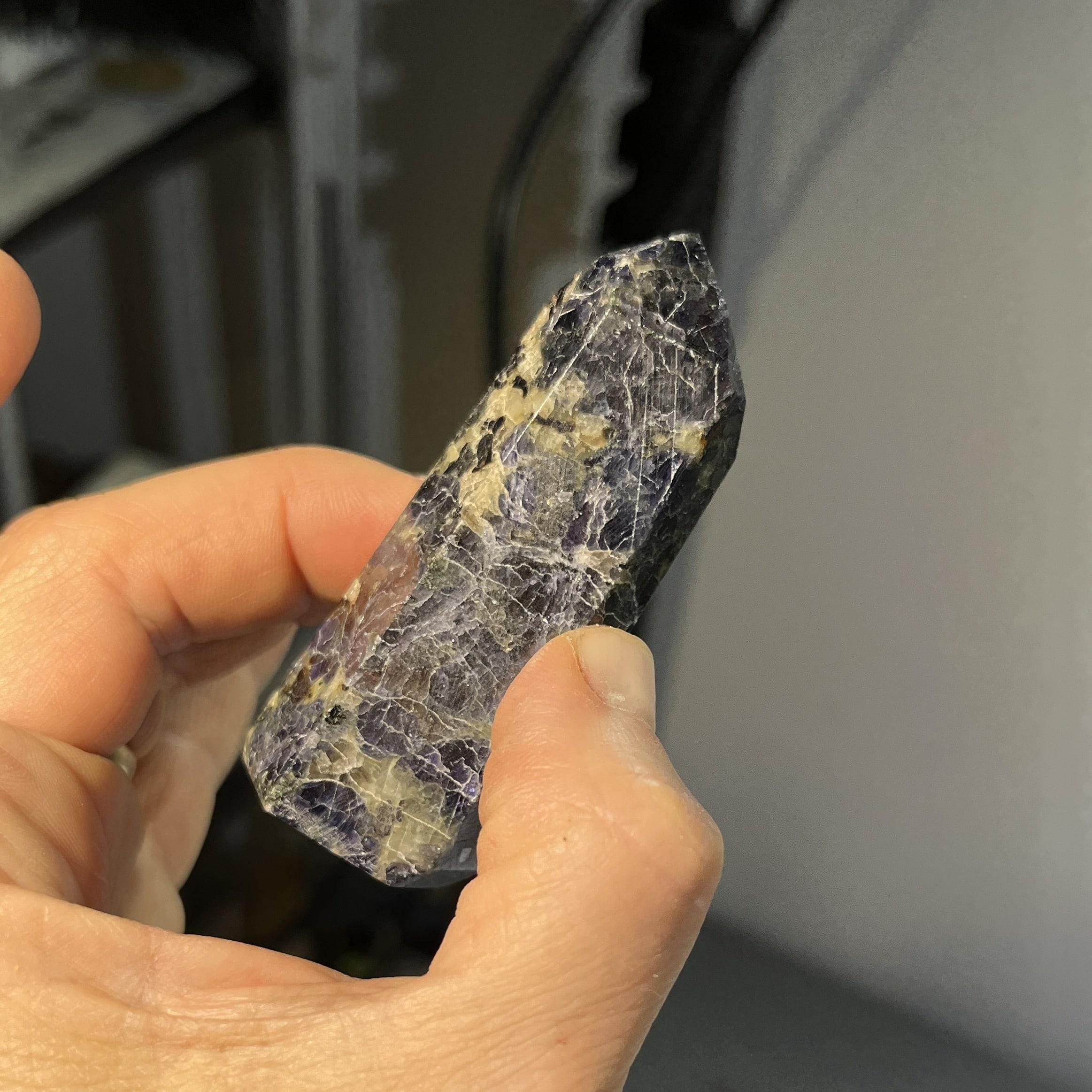 Iolite and Hematite fine cut tower healing crystal - Image 2