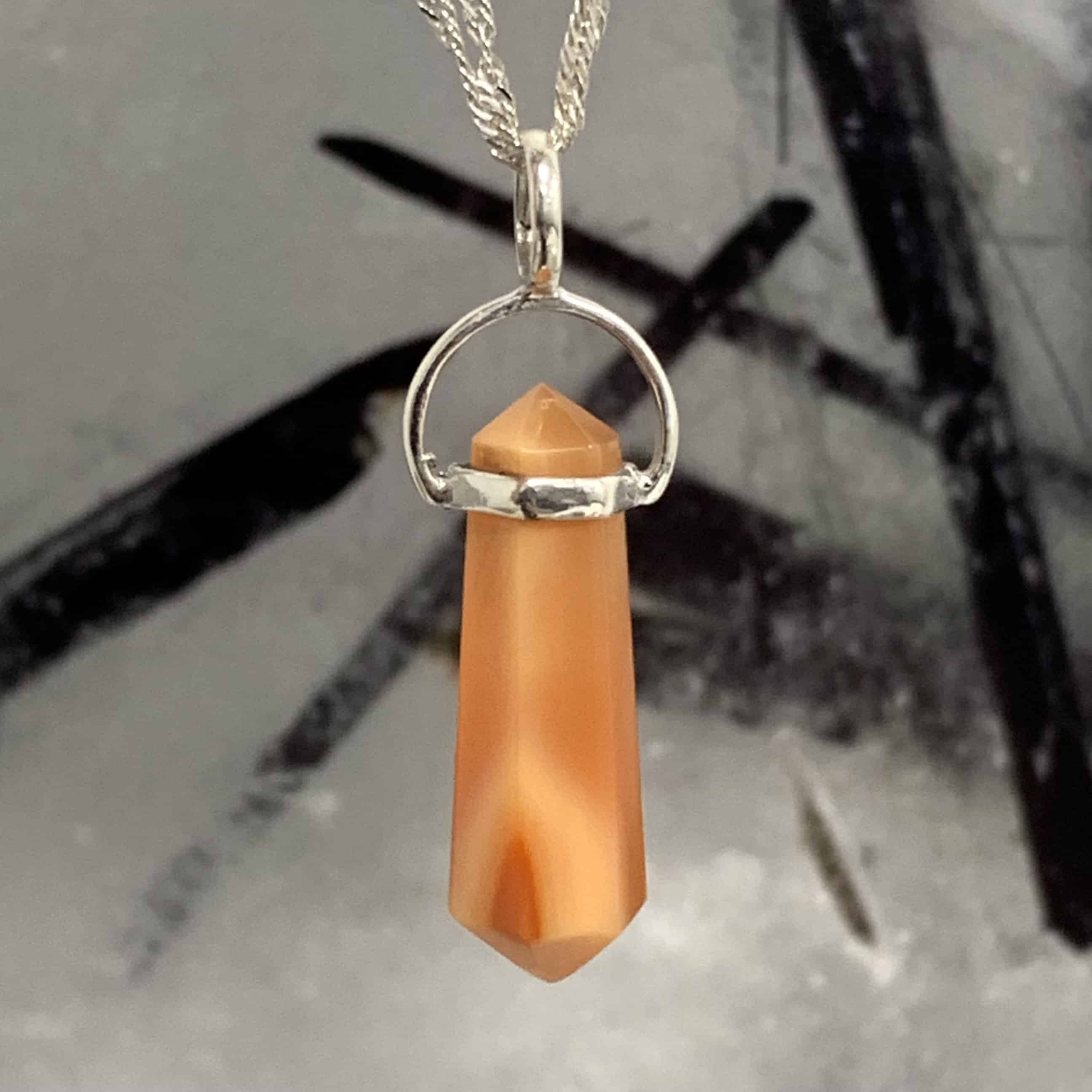 Carnelian (polished) double terminated pendant for necklace healing crystal - Image 2