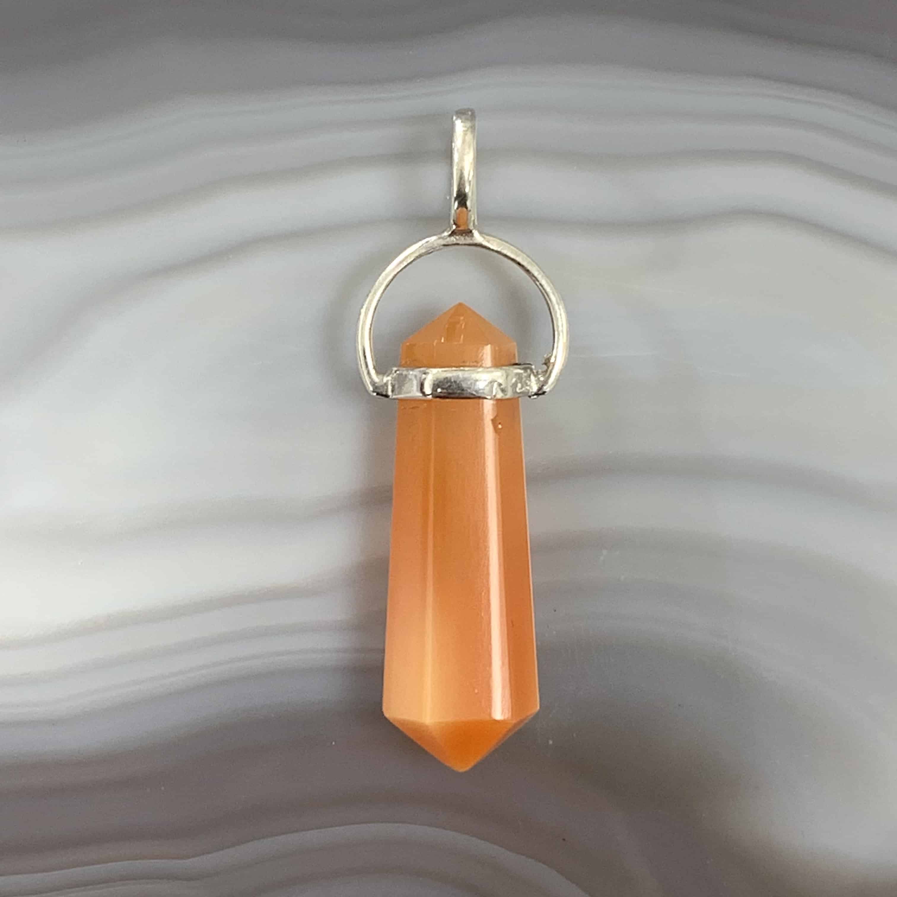Carnelian (polished) double terminated pendant for necklace healing crystal - Image 4