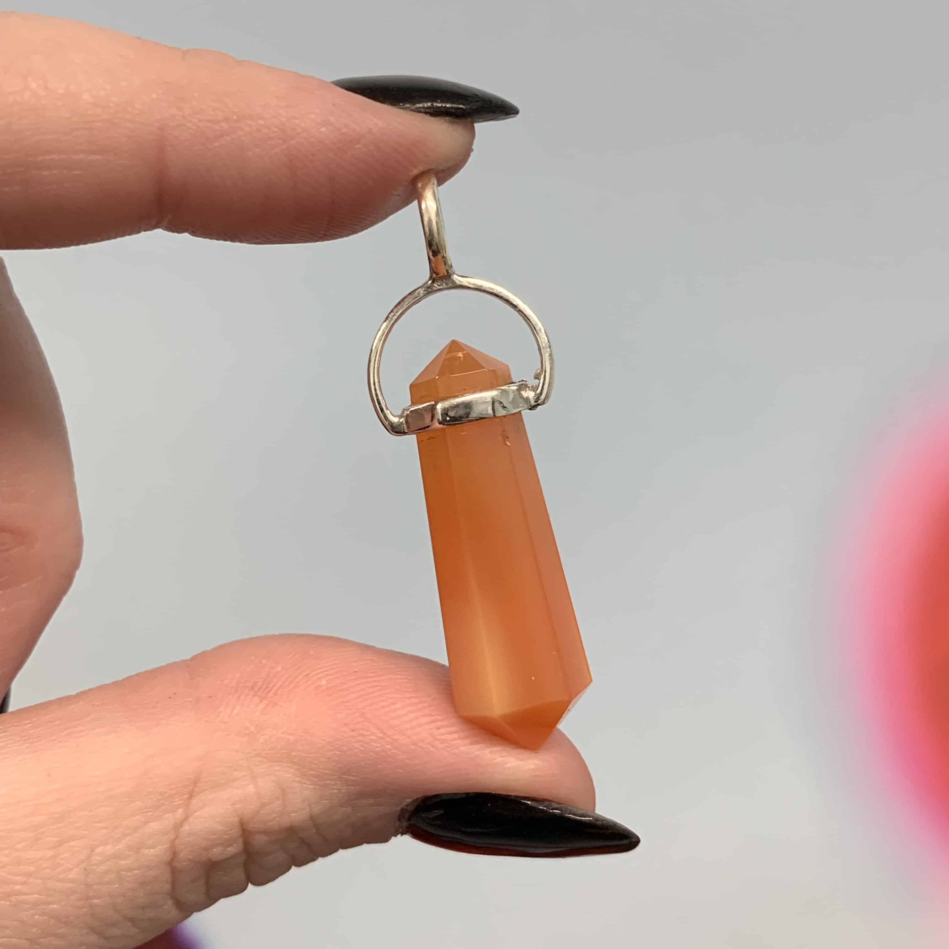 Carnelian (polished) double terminated pendant for necklace healing crystal