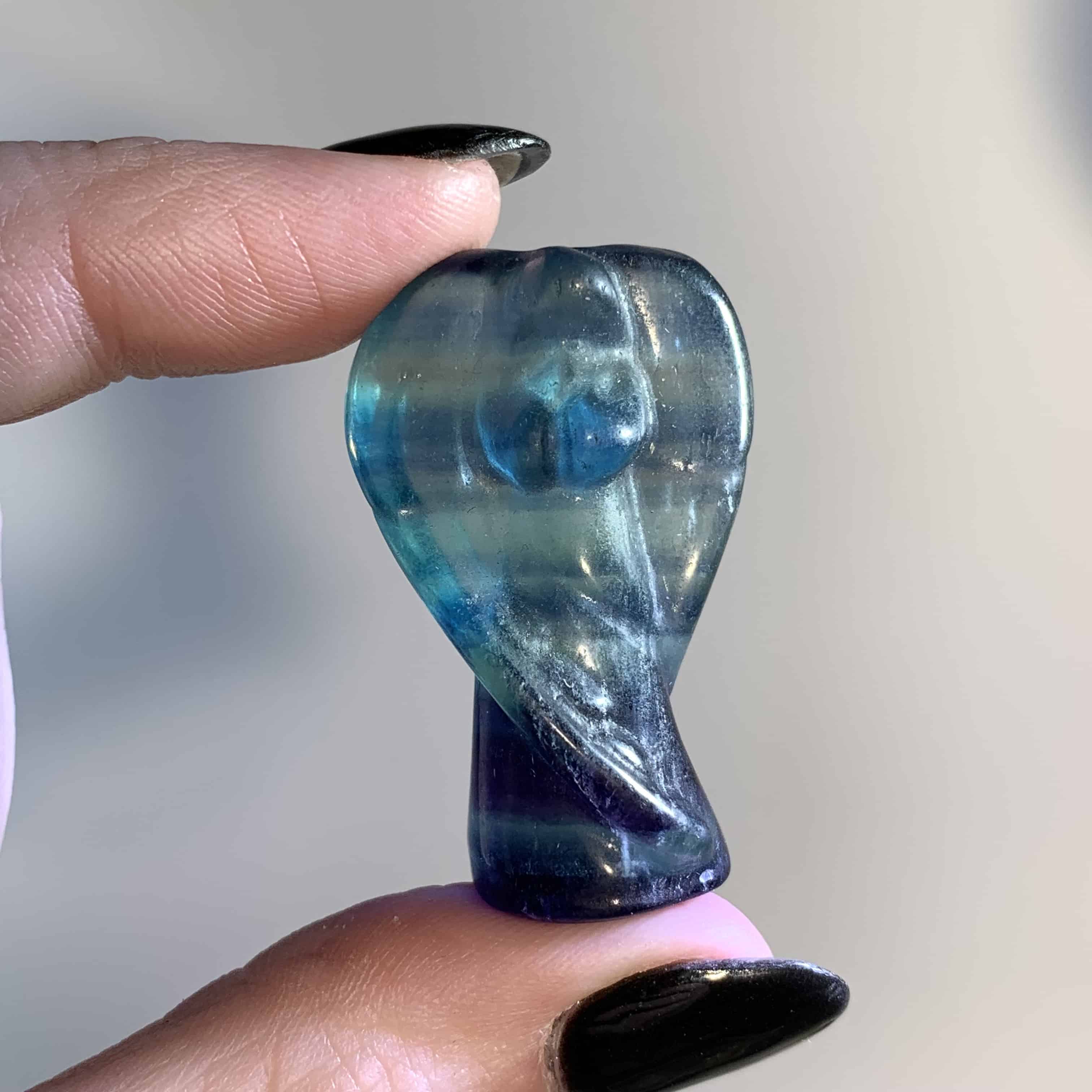 Fluorite (rainbow) blue and indigo small standing angel healing crystal