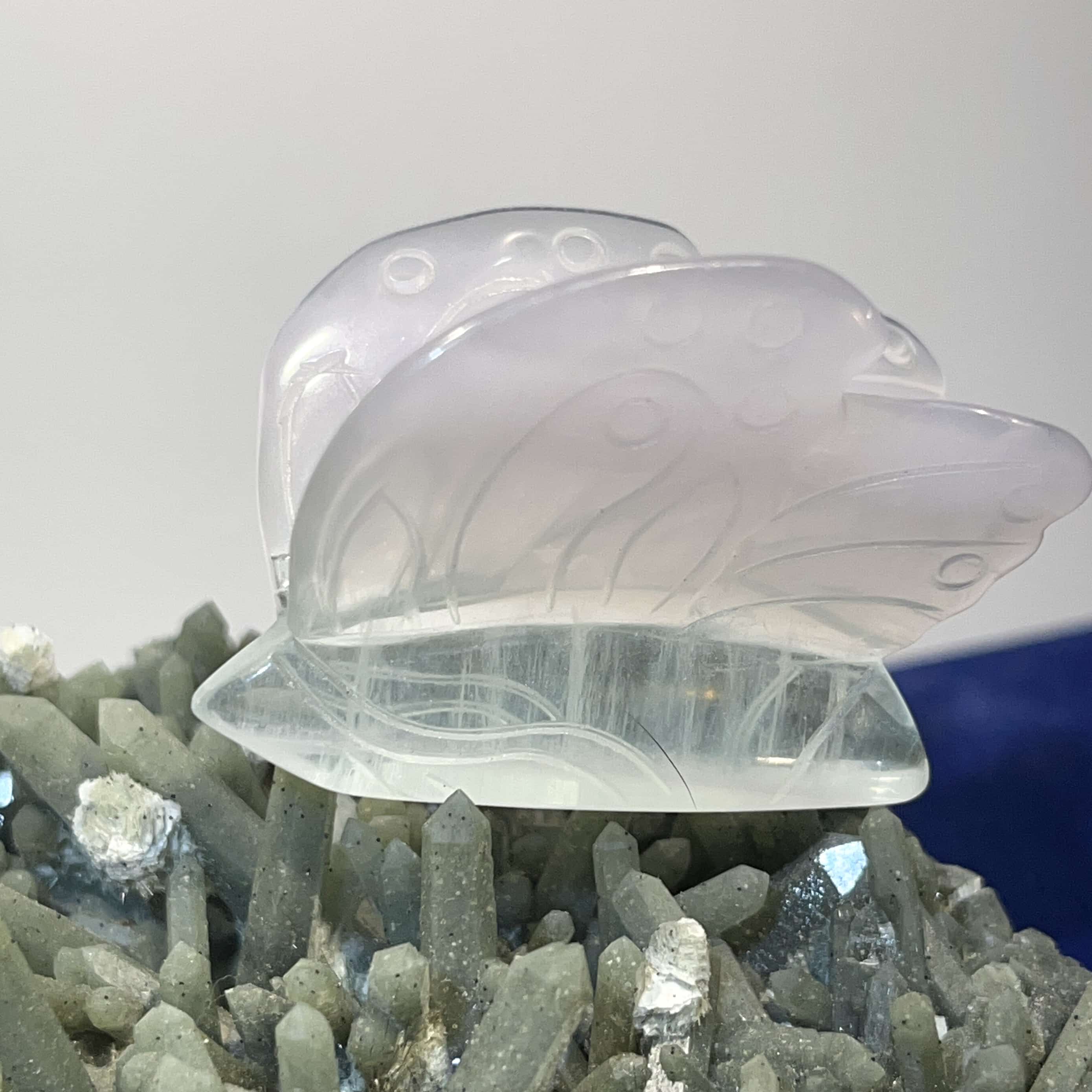 Fluorite (rainbow) standing butterfly carving healing crystal