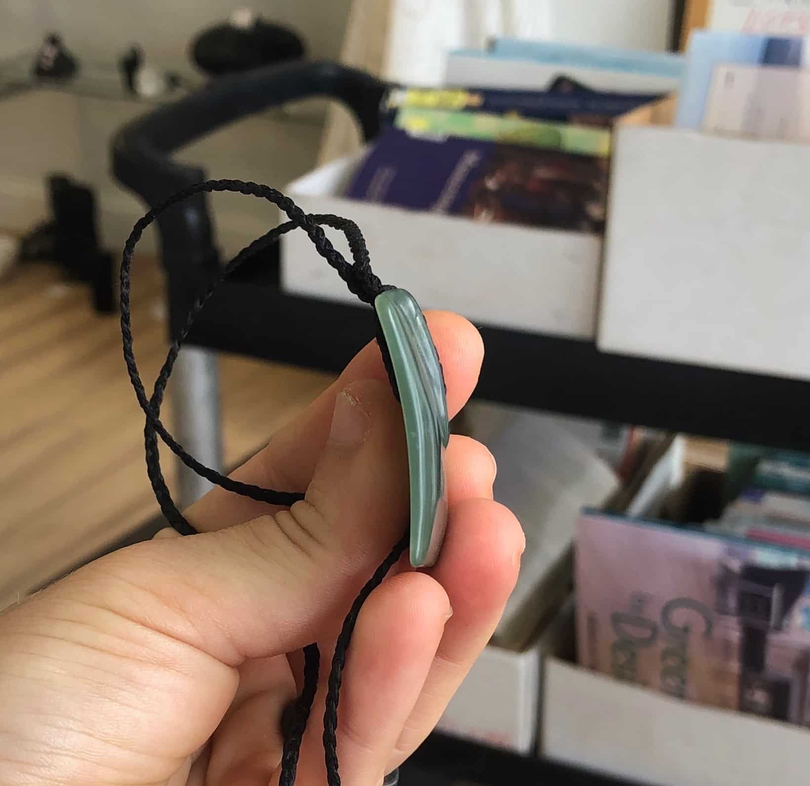 Jade (Nephrite) 'Maori square' corded pendant necklace healing crystal - Image 6