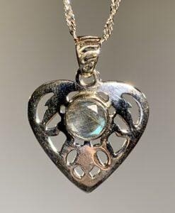 Labradorite (faceted) heart pendant for necklace healing crystal