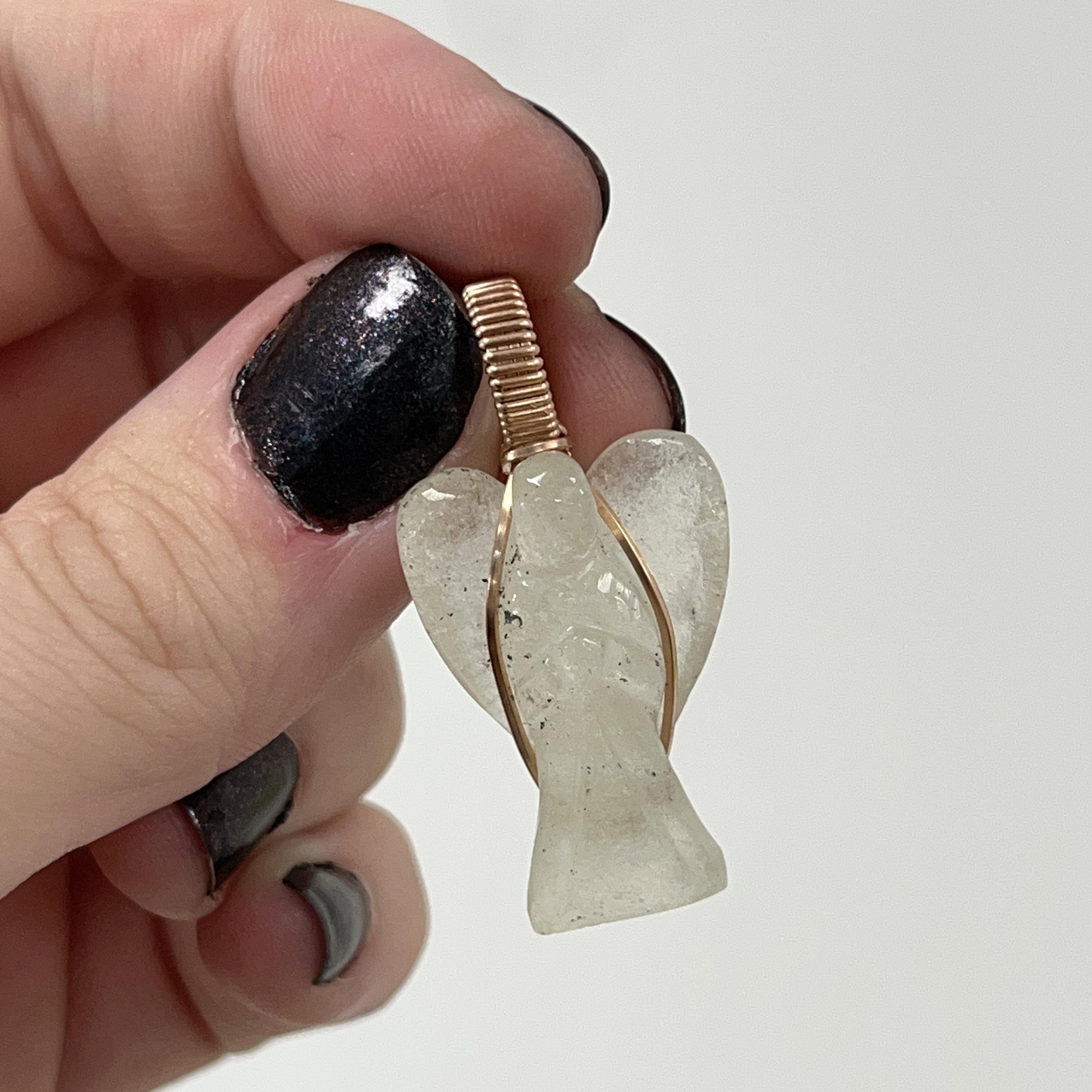 Libyan Desert Glass (LDG) wrapped Angel pendant for necklace healing crystal - Image 2