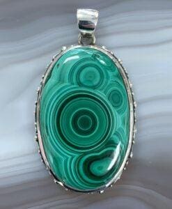 Malachite superior bulls eye pendant for necklace healing crystal