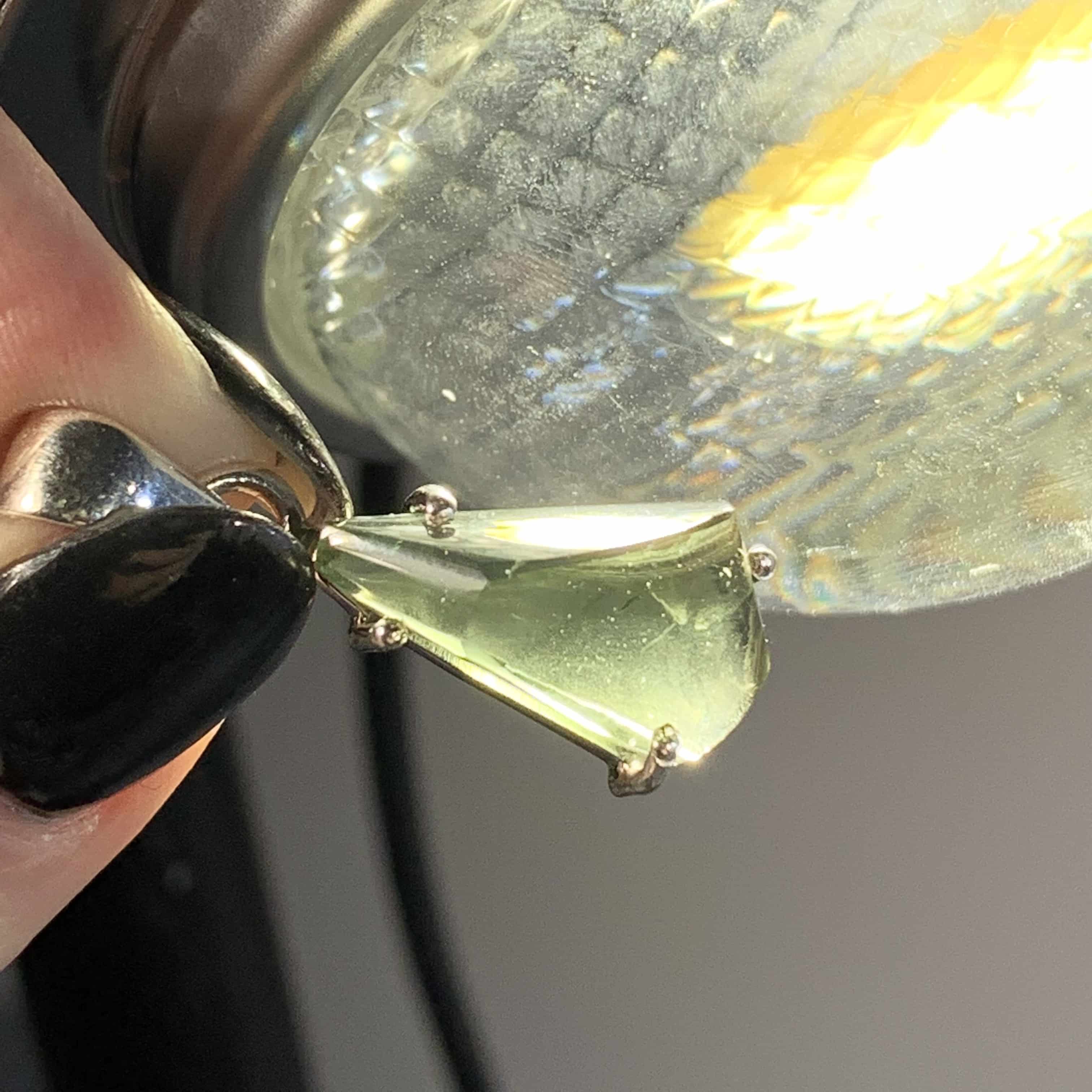 Moldavite pendant (freeform) polished w/ bubble for necklace healing crystal - Image 2