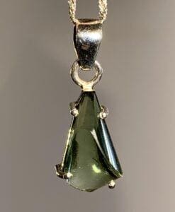 Moldavite pendant (freeform) polished w/ bubble for necklace healing crystal
