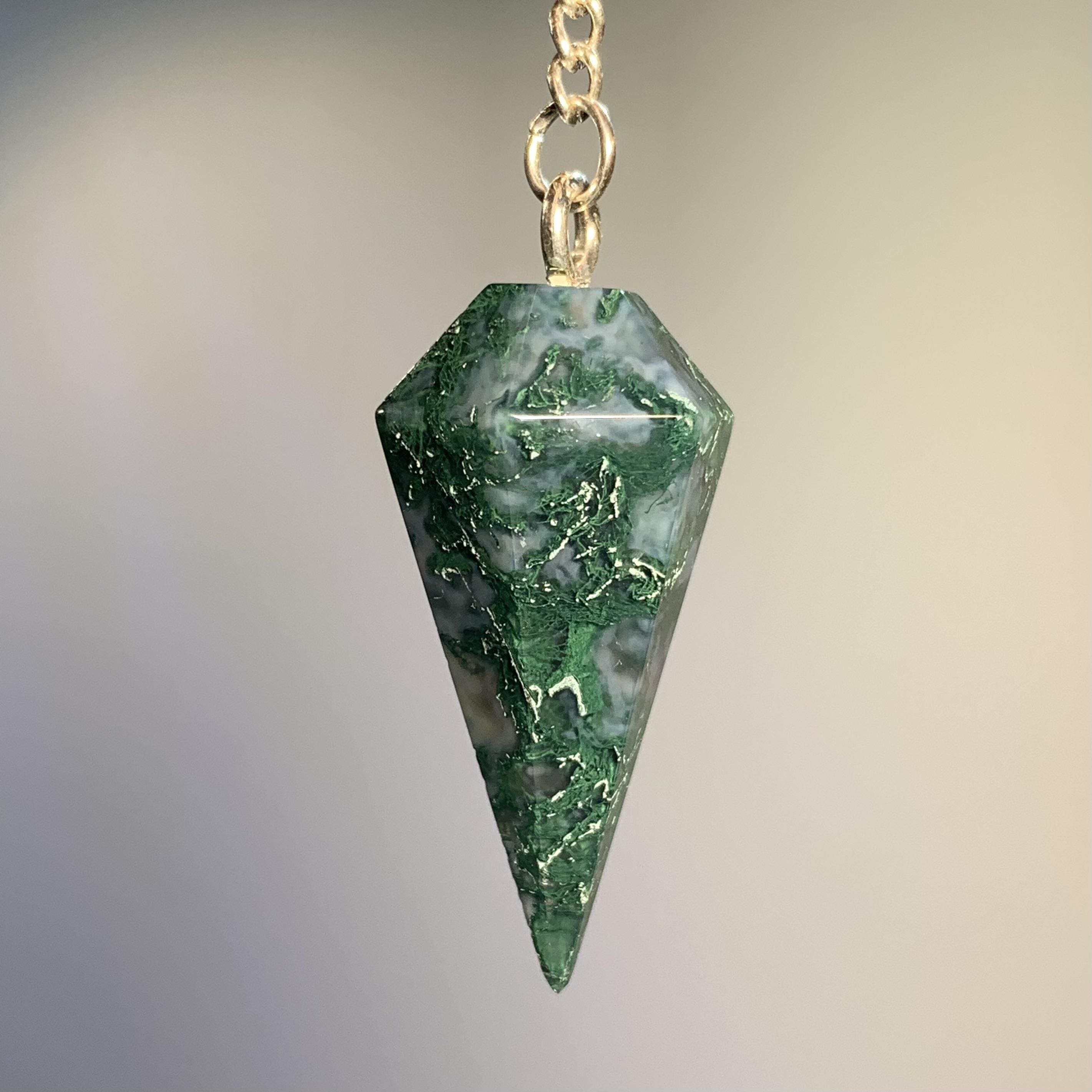 Agate (Moss) - superior color Moss Agate - pendulum healing crystal - Image 2