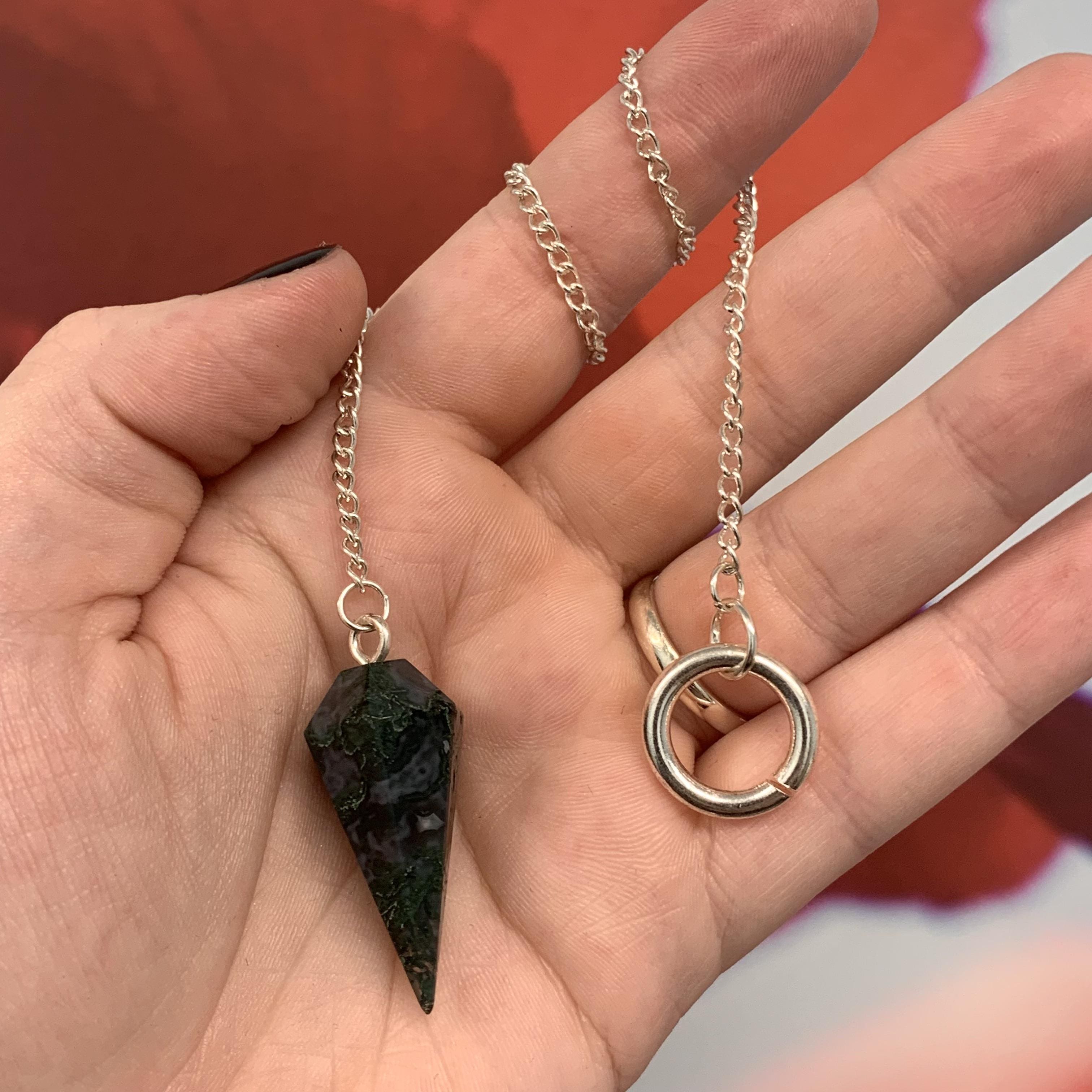 Agate (Moss) - superior color Moss Agate - pendulum healing crystal - Image 3