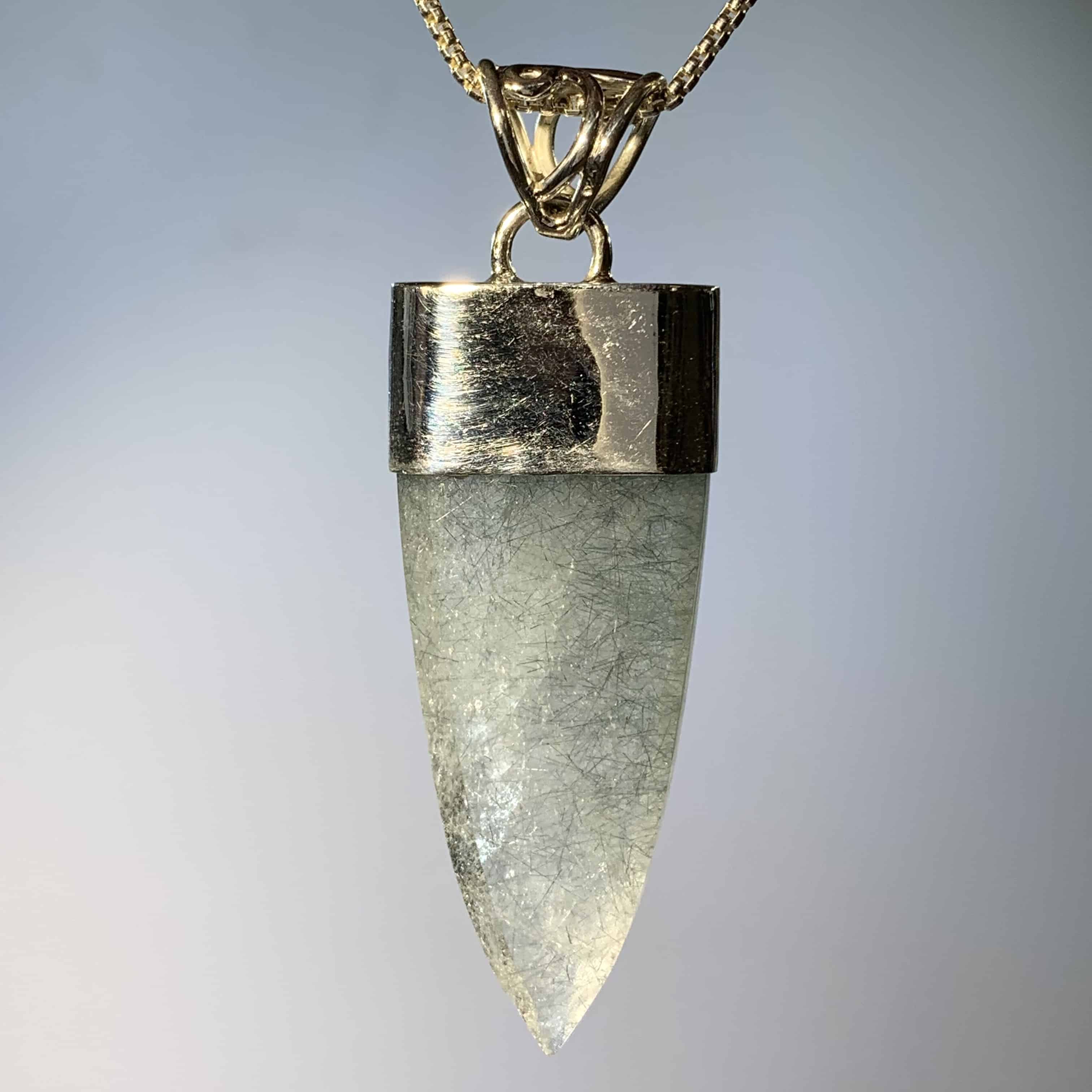Quartz (faceted) blue Edenite Actinolite pendant healing crystal - Image 2