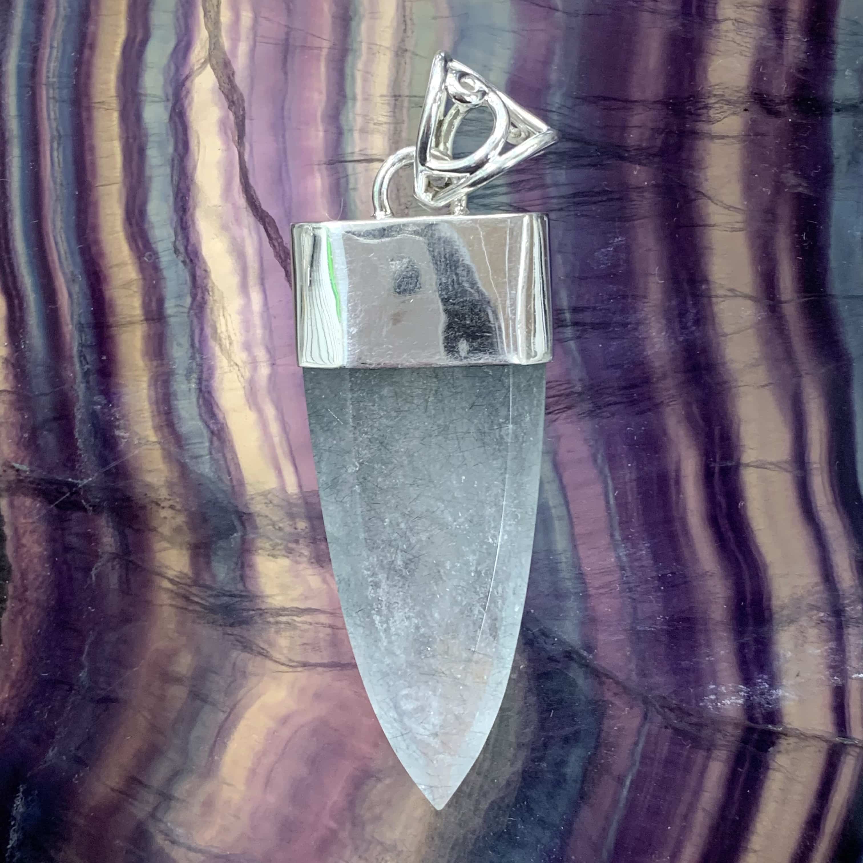 Quartz (faceted) blue Edenite Actinolite pendant healing crystal