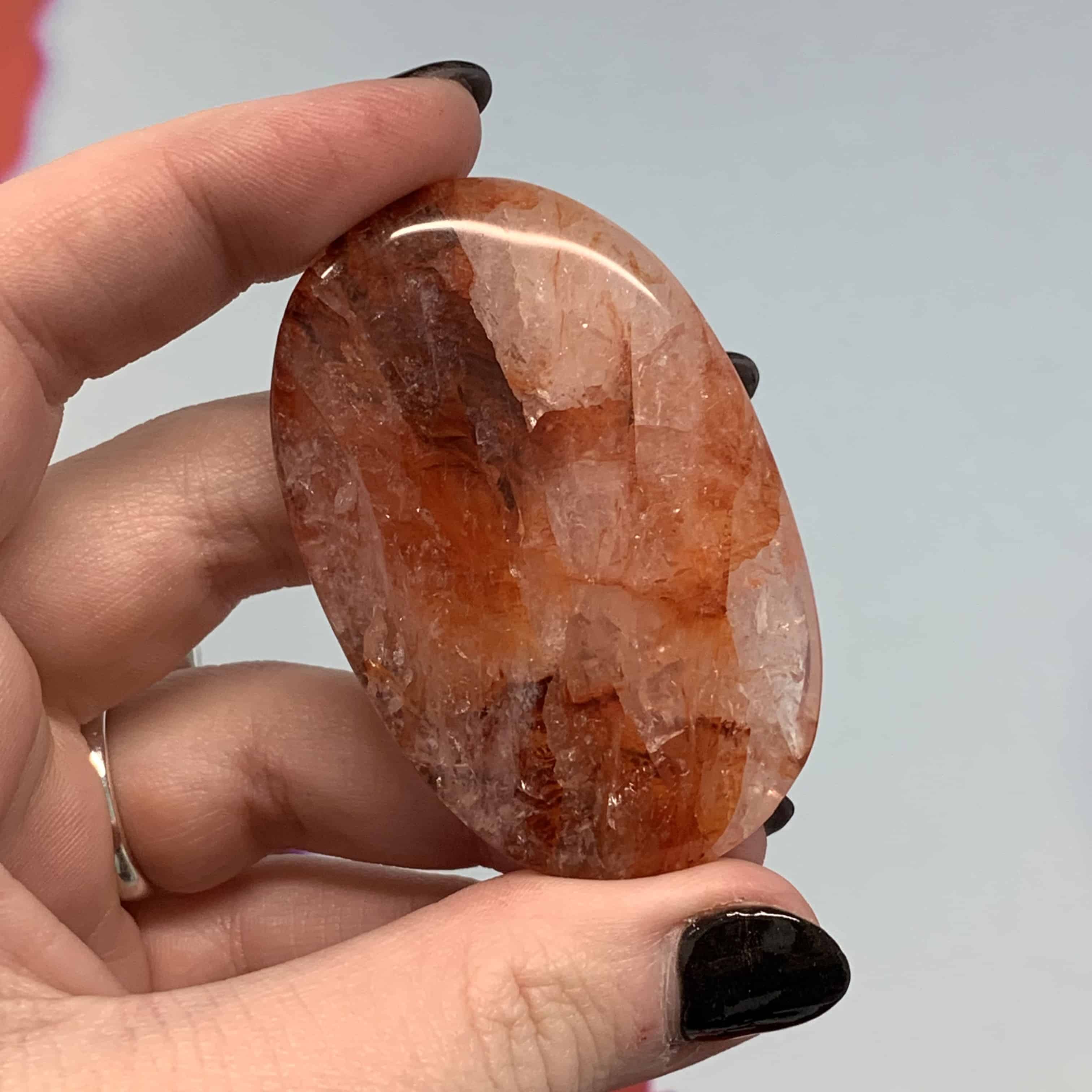 Quartz, Fire Quartz (hematoid) palm piece healing crystal - Image 2