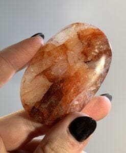 Quartz, Fire Quartz (hematoid) palm piece healing crystal