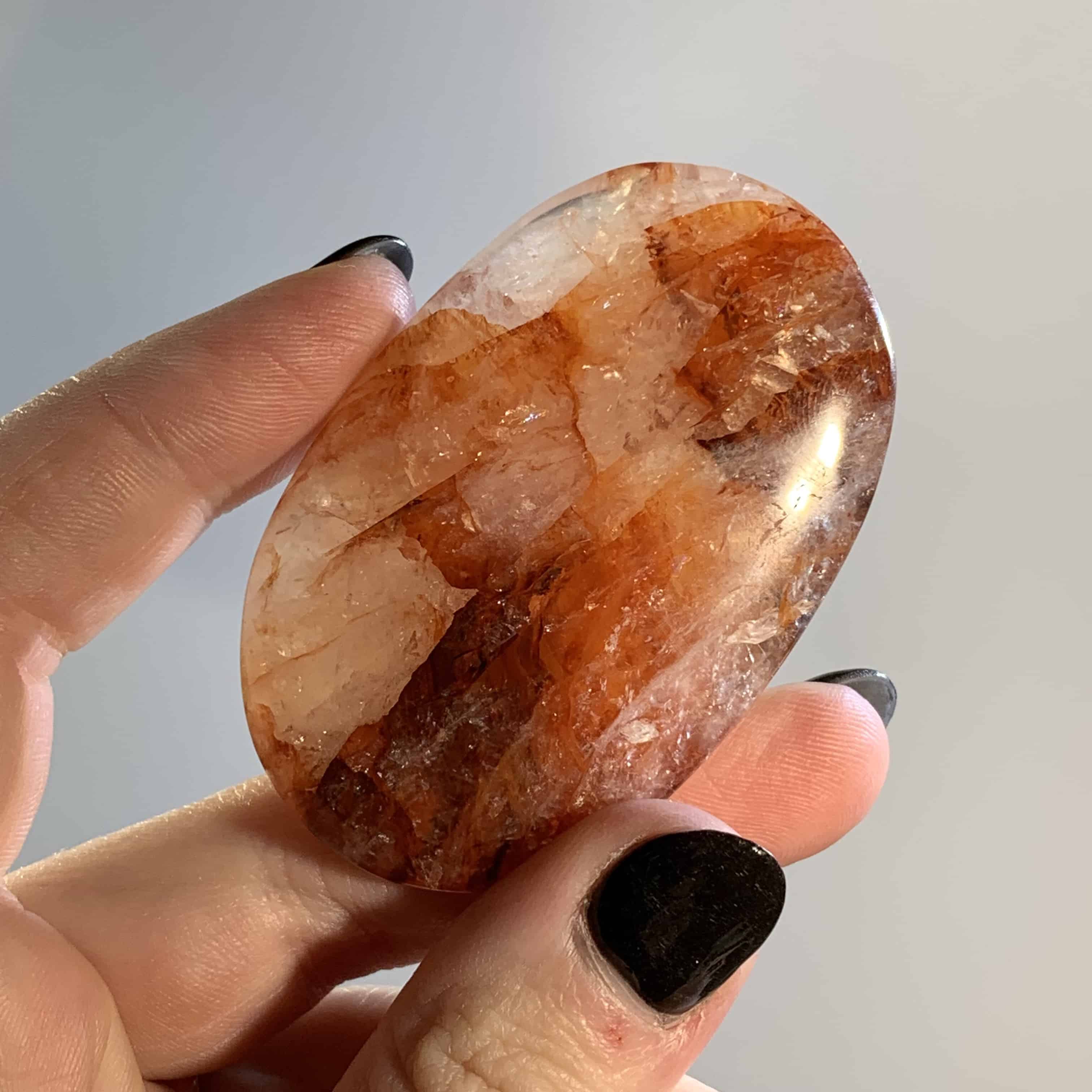 Quartz, Fire Quartz (hematoid) palm piece healing crystal