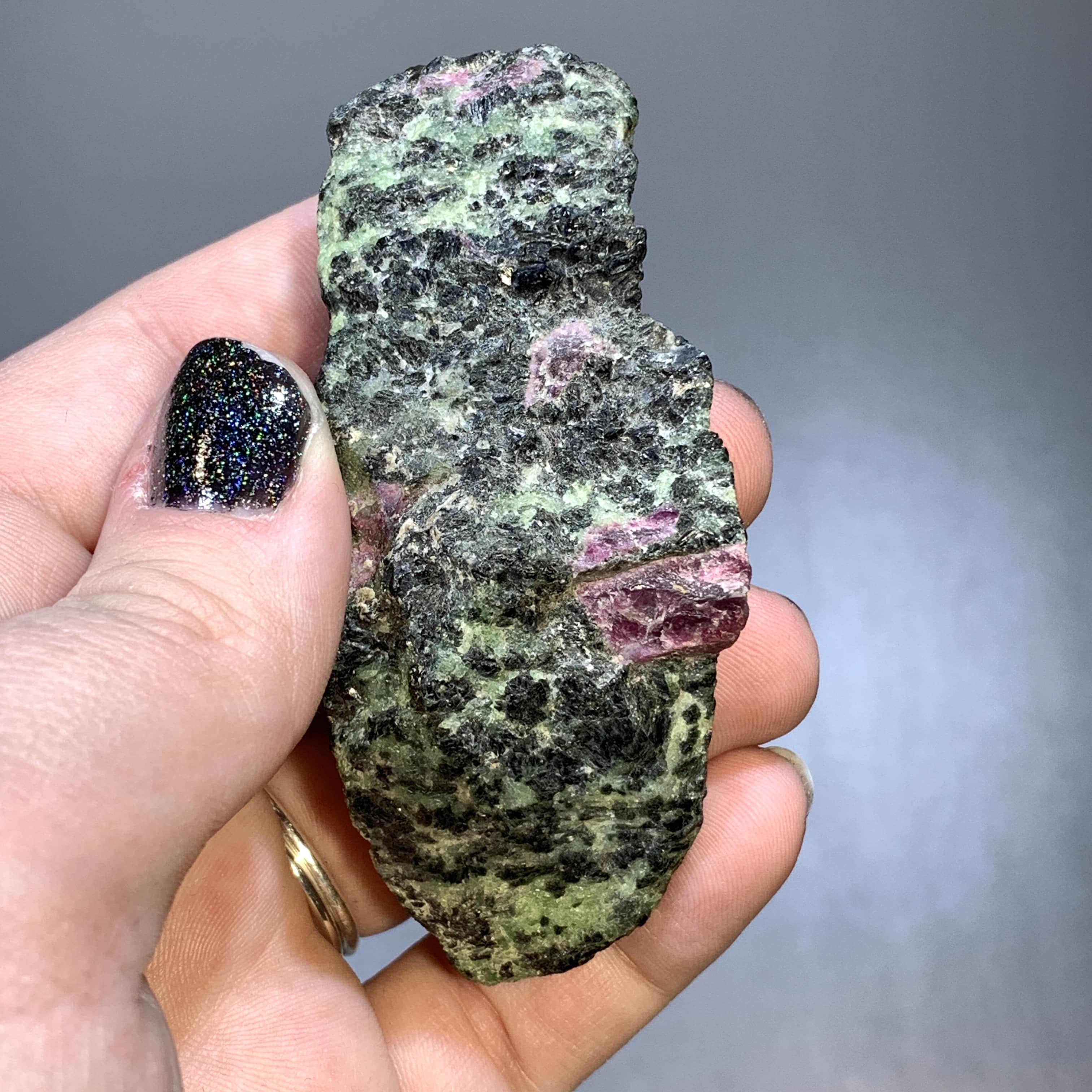 Ruby Zoisite 'curved chunk' natural palm piece healing crystal