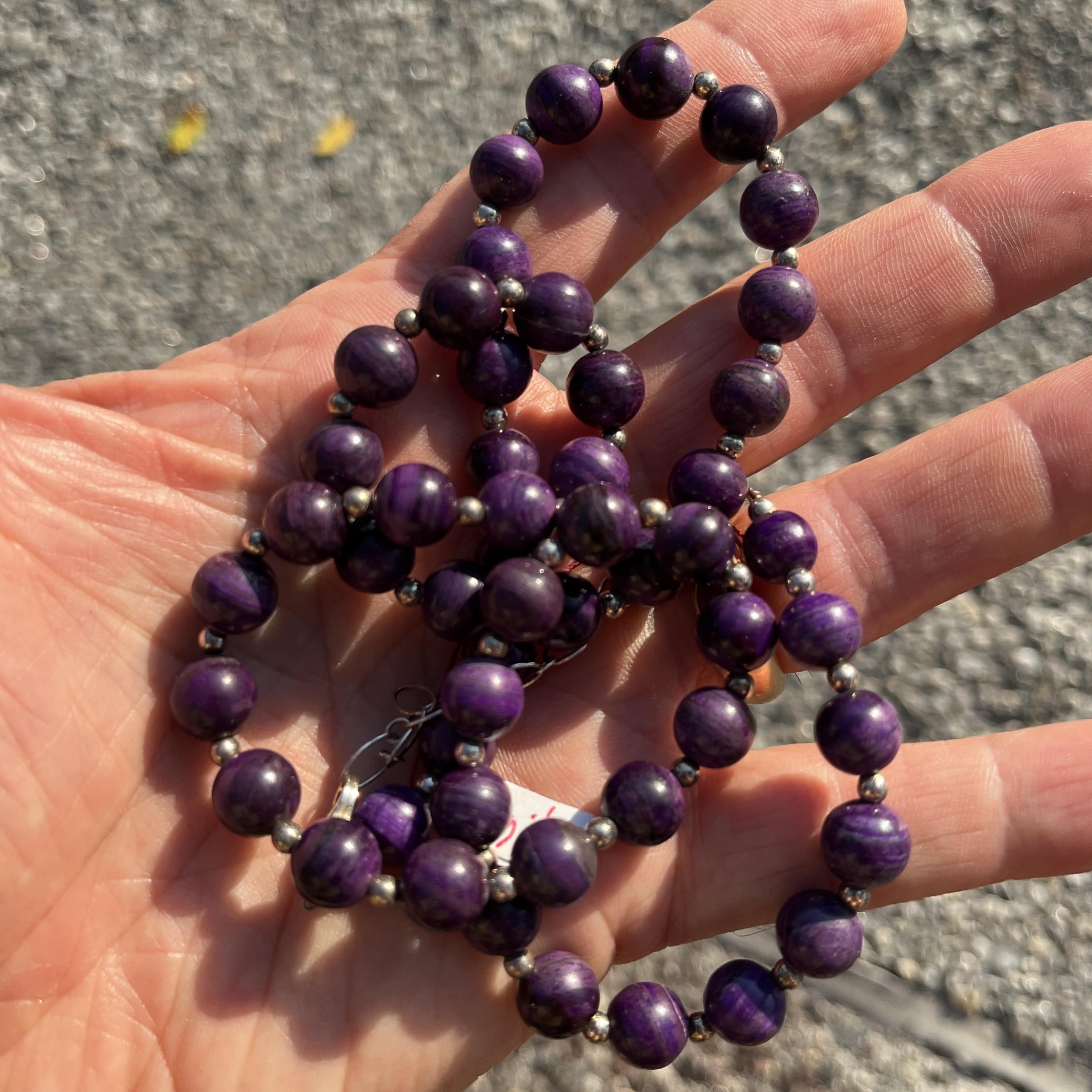 Sugilite matching round bead necklace w silver (44g) healing crystal - Image 2