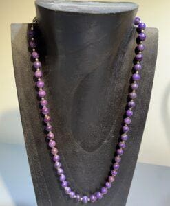 Sugilite matching round bead necklace w silver (44g) healing crystal