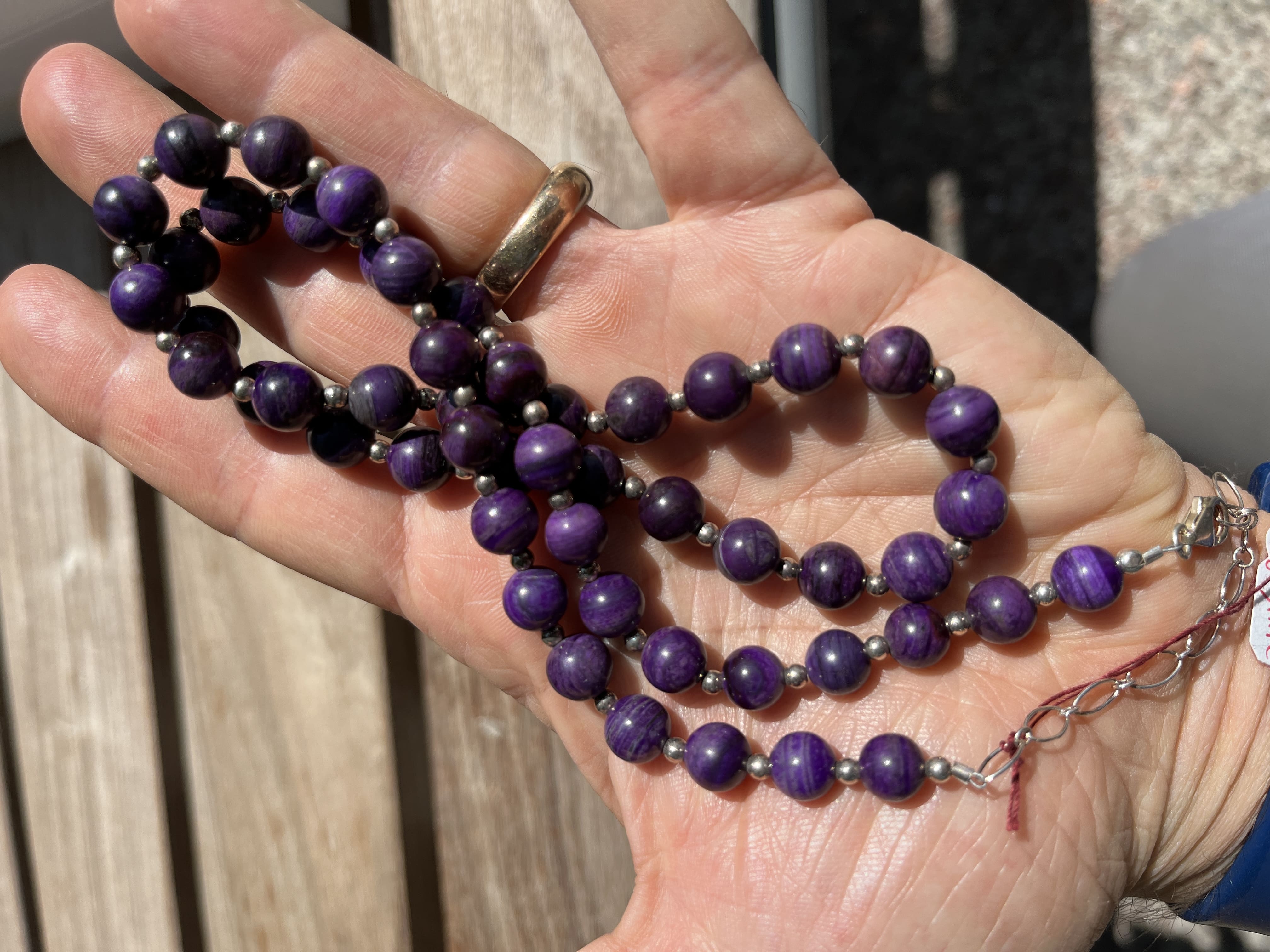 Sugilite matching round bead necklace w silver (44g) healing crystal - Image 4