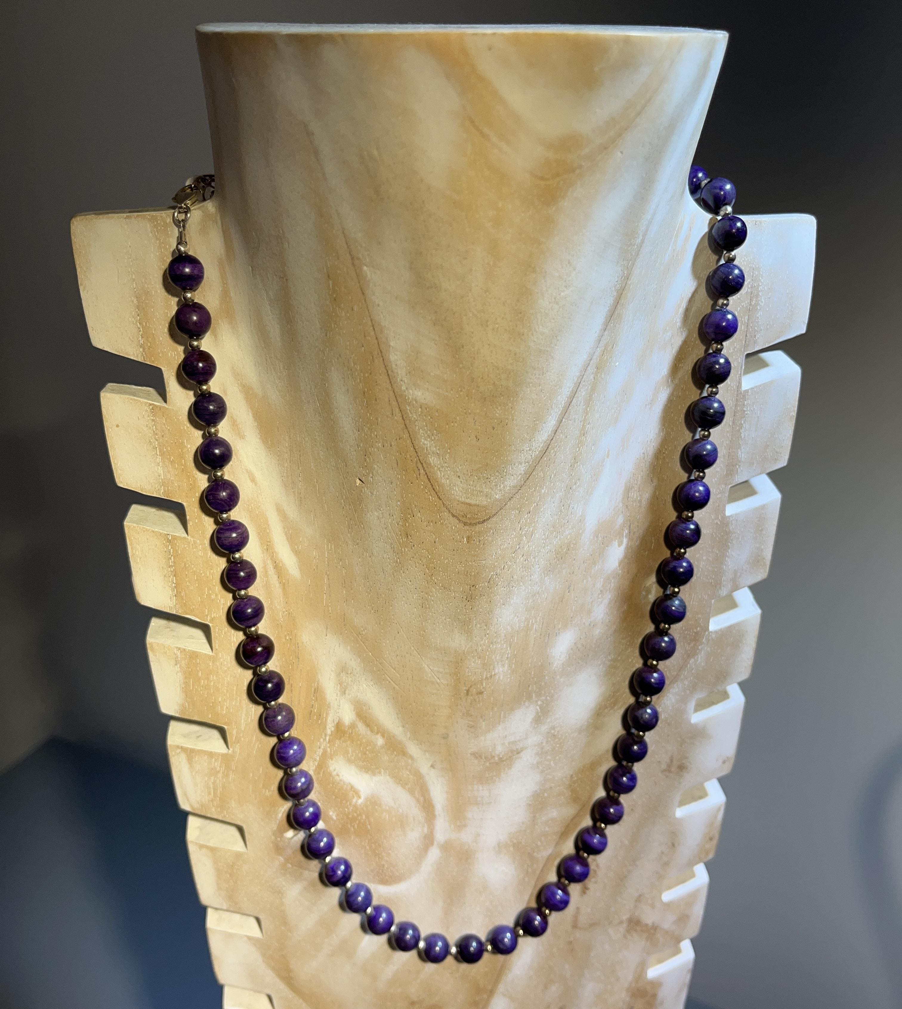 Sugilite matching round bead necklace w silver (44g) healing crystal - Image 6