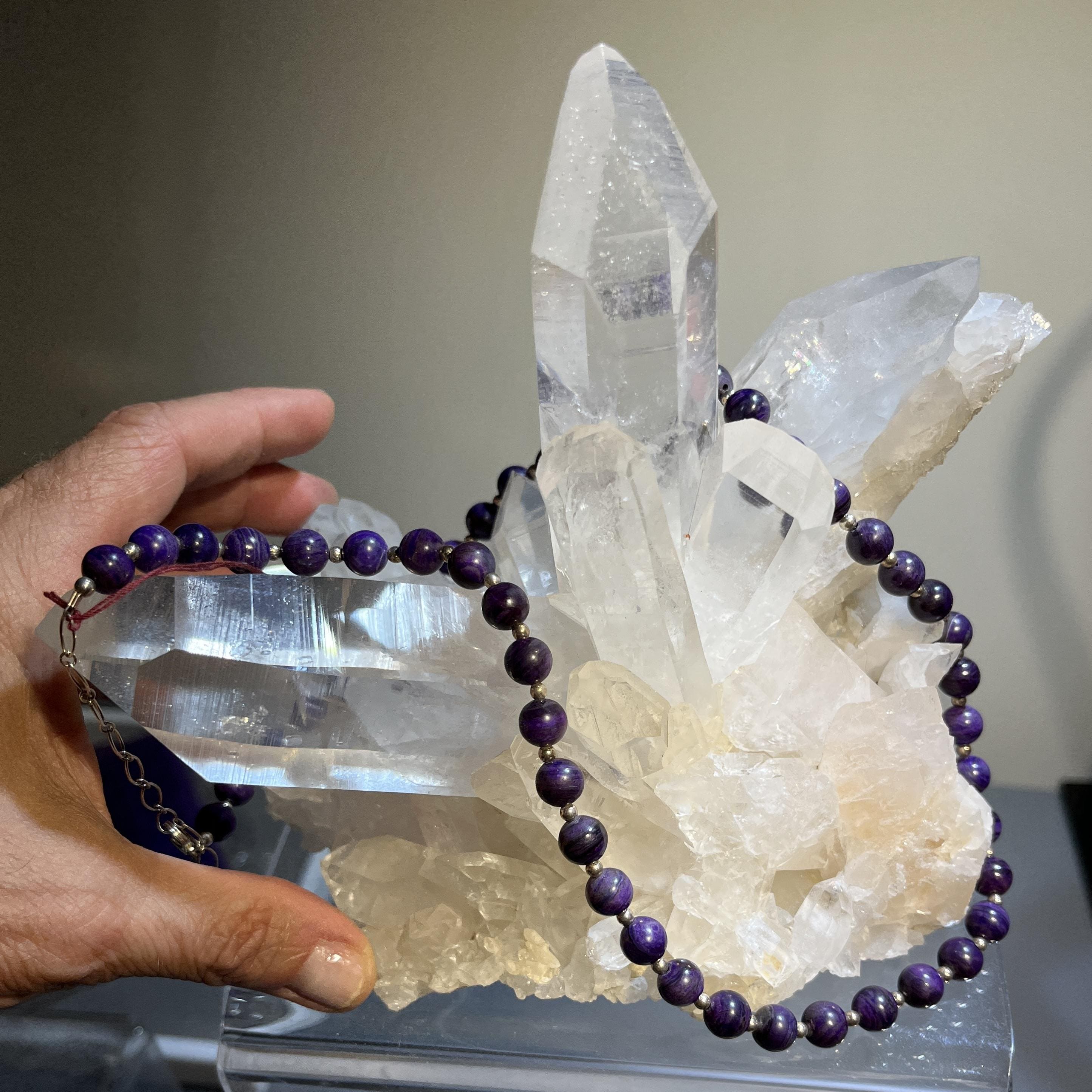 Sugilite matching round bead necklace w silver (44g) healing crystal - Image 8