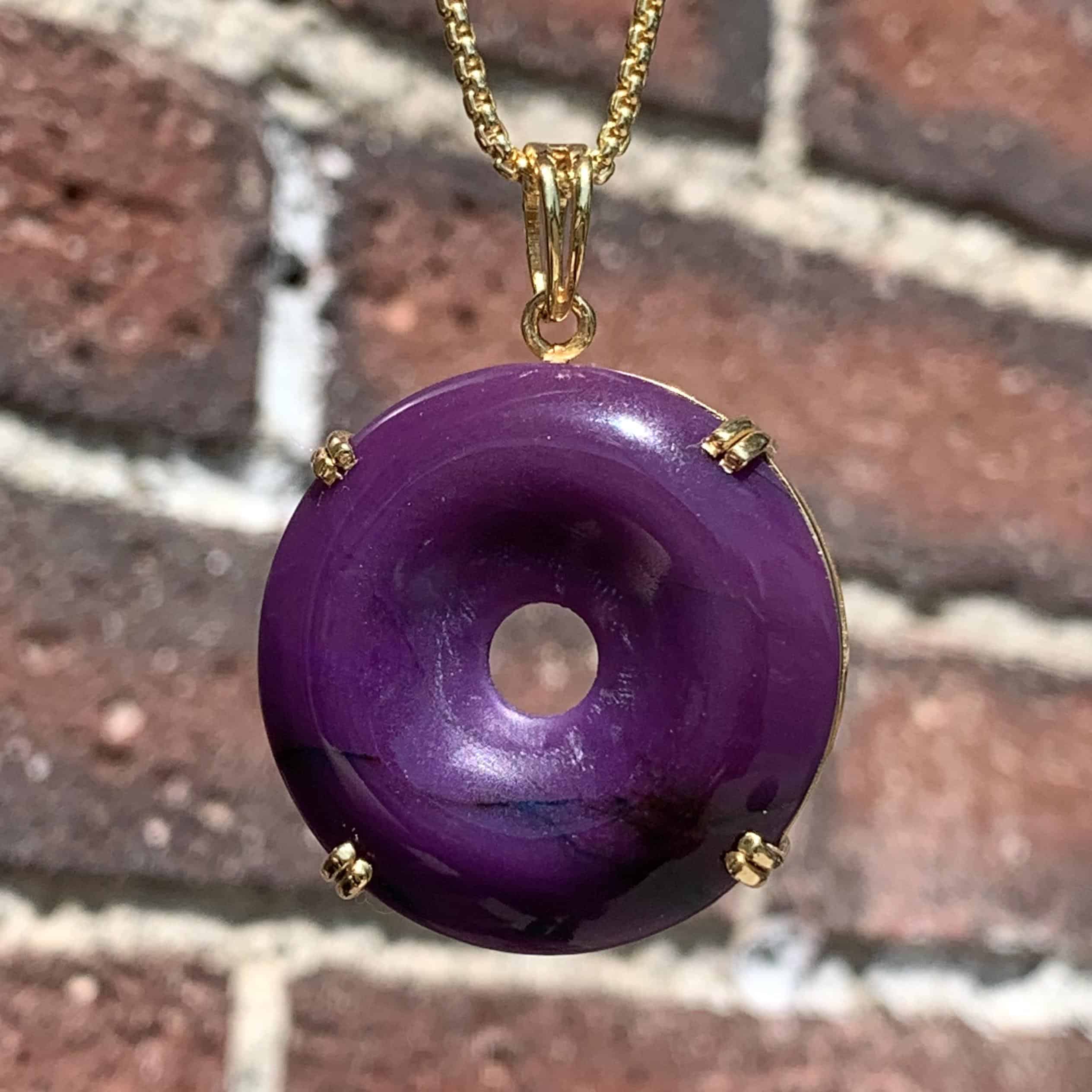 Sugilite (pendant for necklace) 14K GOLD gel pi disc #4 healing crystal - Image 2