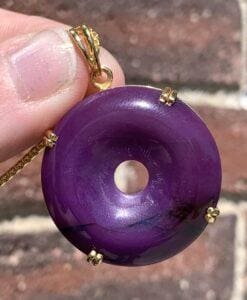 Sugilite (pendant for necklace) 14K GOLD gel pi disc #4 healing crystal