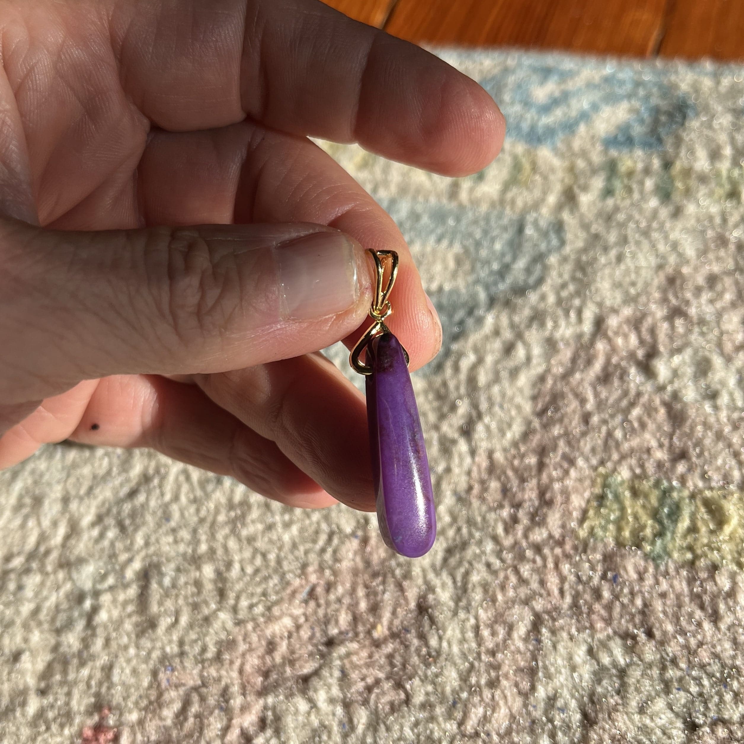Sugilite (pendant for necklace) 14K GOLD purple gel drop healing crystal - Image 2