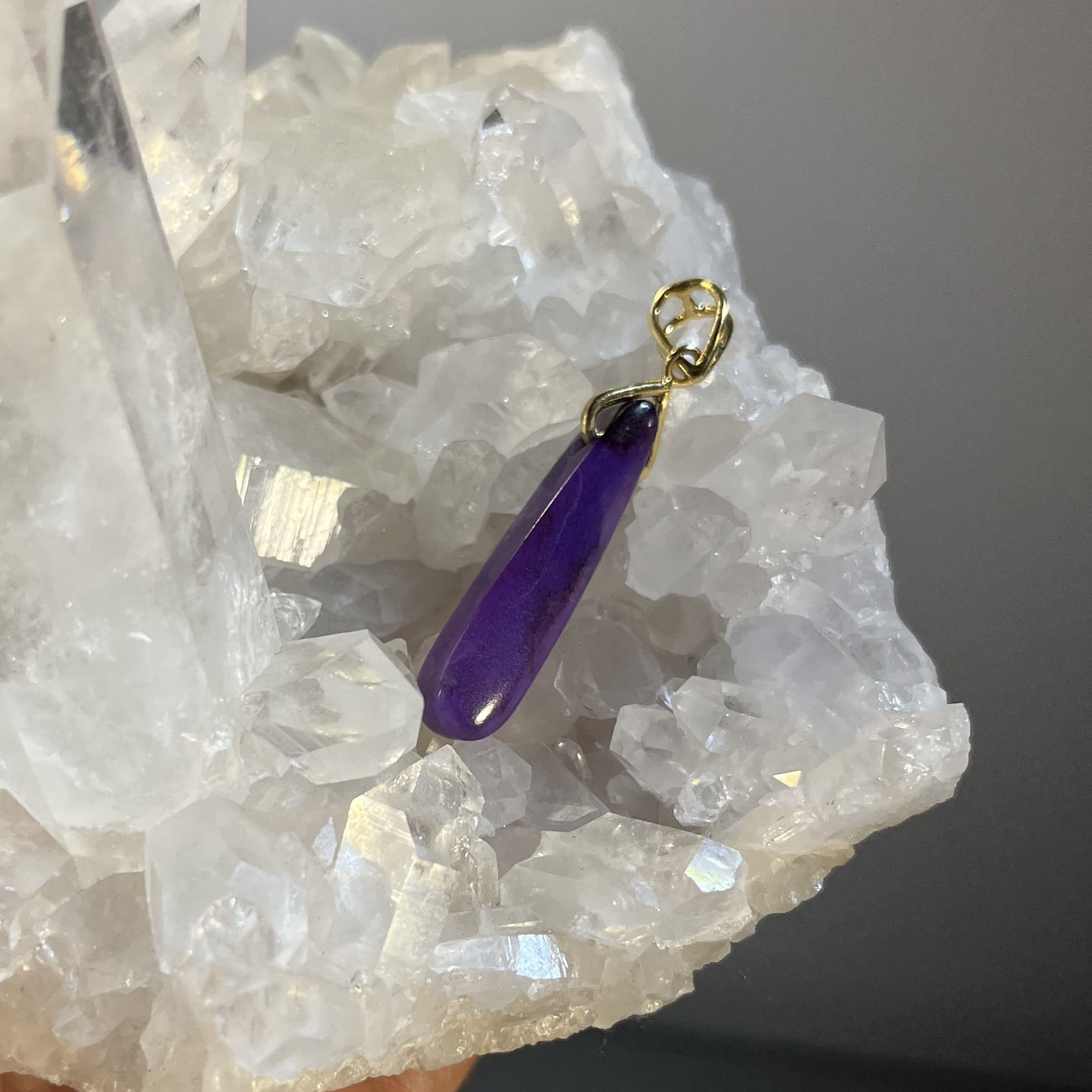 Sugilite (pendant for necklace) 14K GOLD purple gel drop healing crystal - Image 3