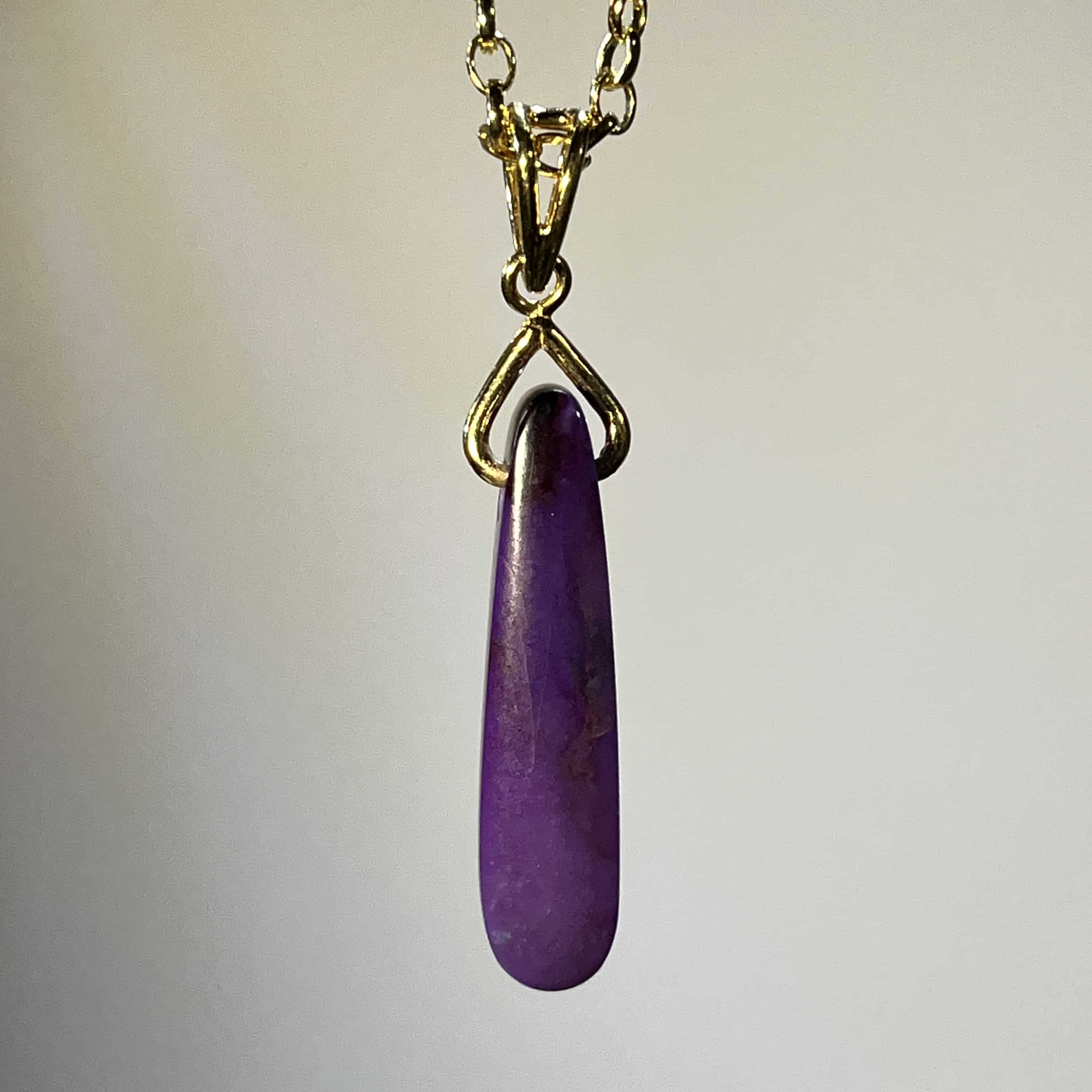 Sugilite (pendant for necklace) 14K GOLD purple gel drop healing crystal - Image 4