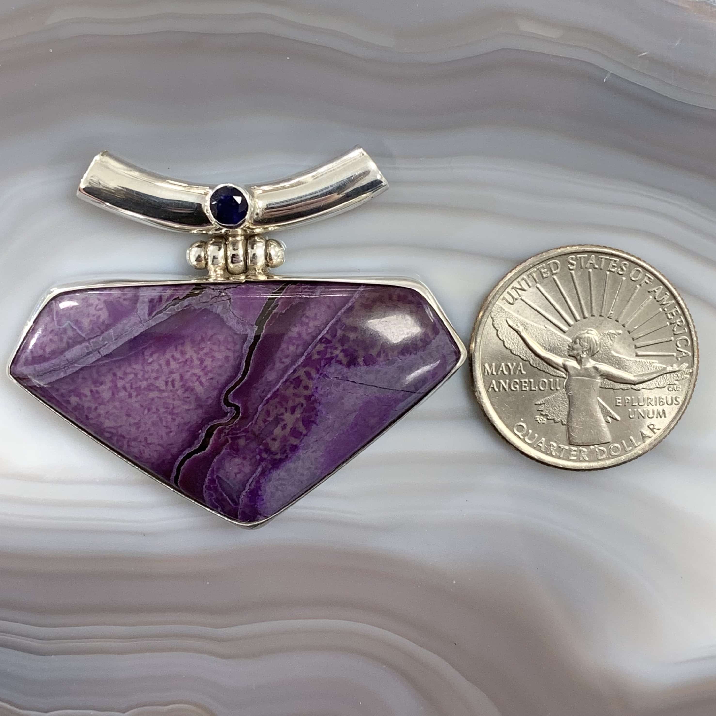 Sugilite (pendant for necklace) gel mix 'river' w Iolite healing crystal - Image 4