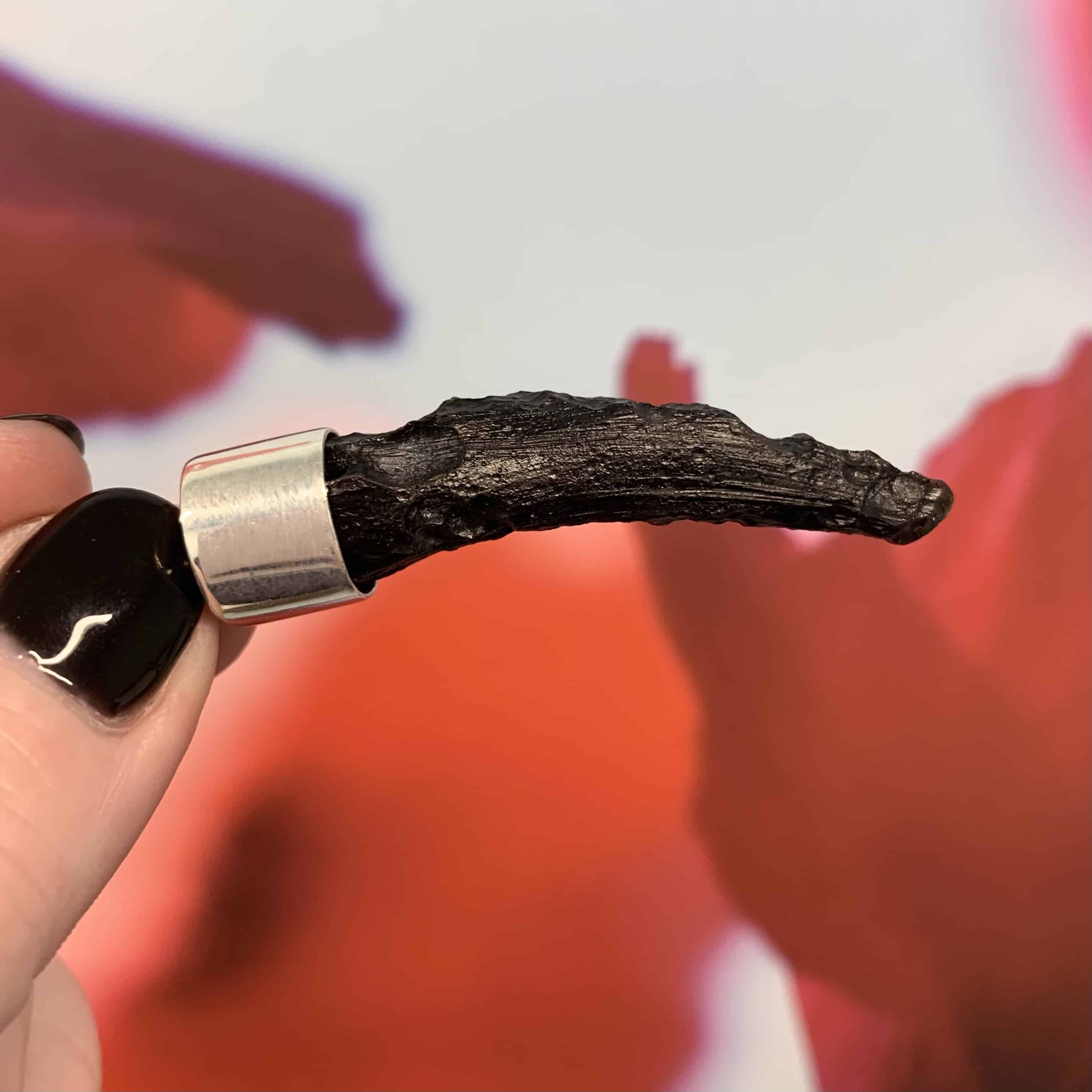 Tektite fang Sterling capped pendant for necklace healing crystal - Image 4