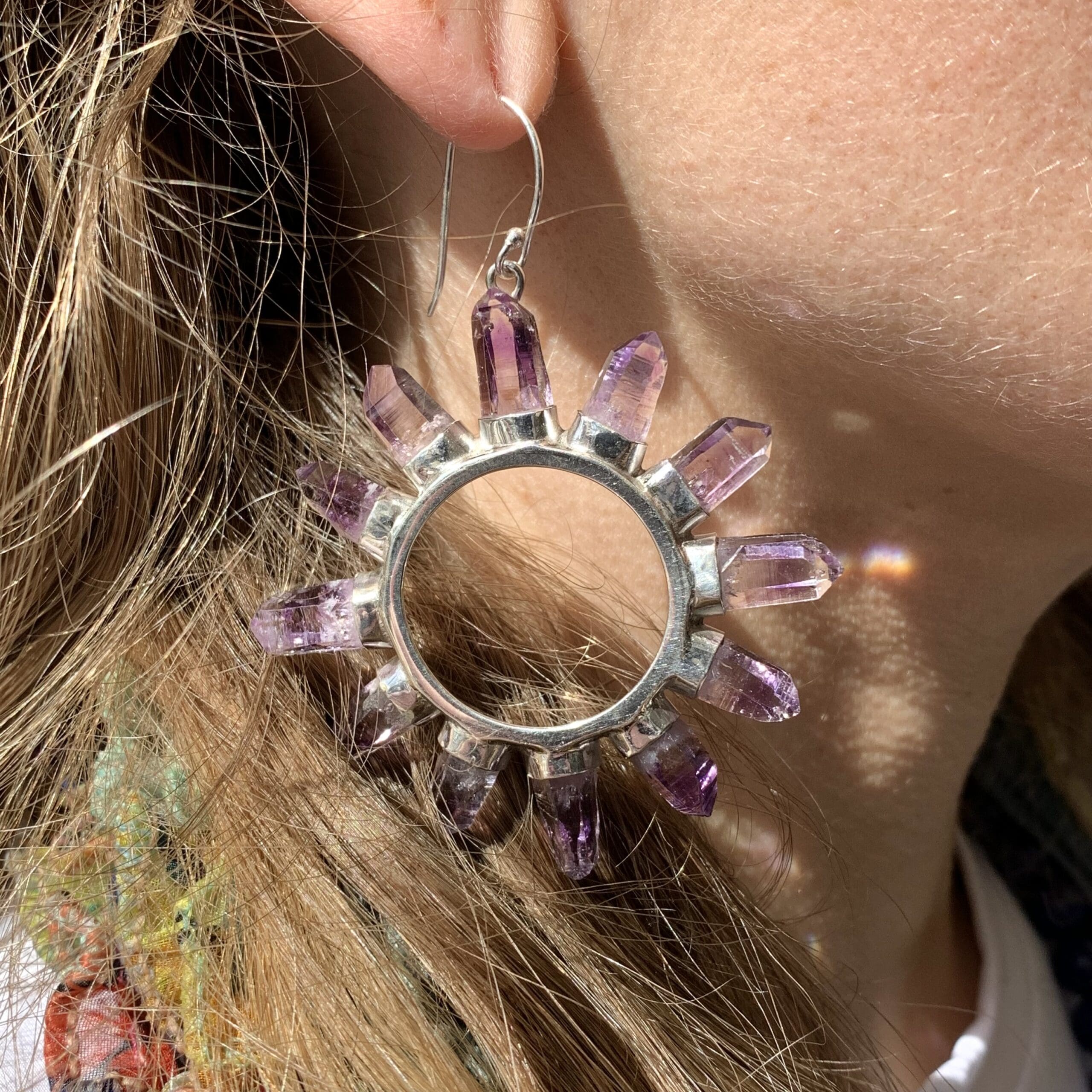 Amethyst (Vera Cruz) hoop earrings healing crystal - Image 3