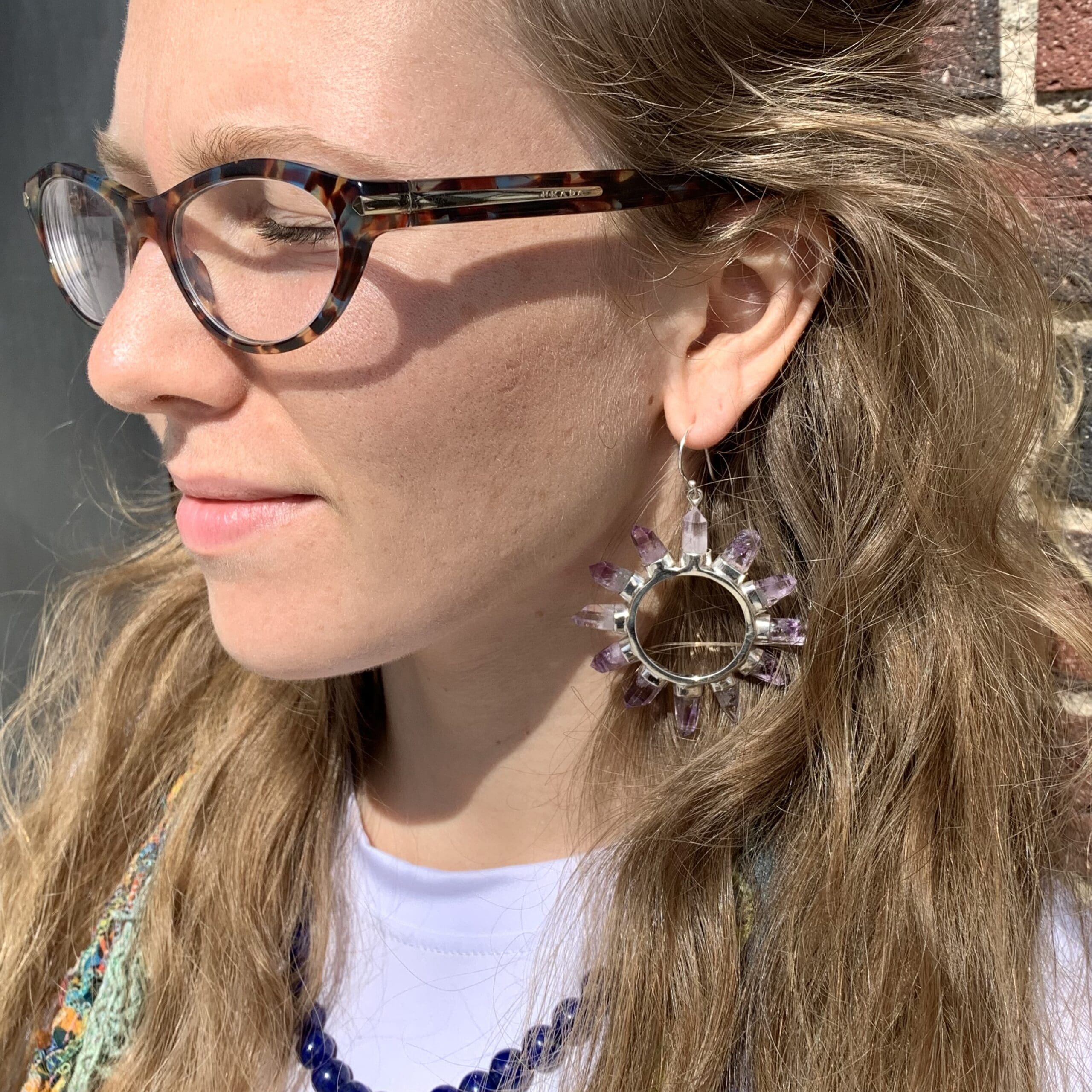 Amethyst (Vera Cruz) hoop earrings healing crystal - Image 6