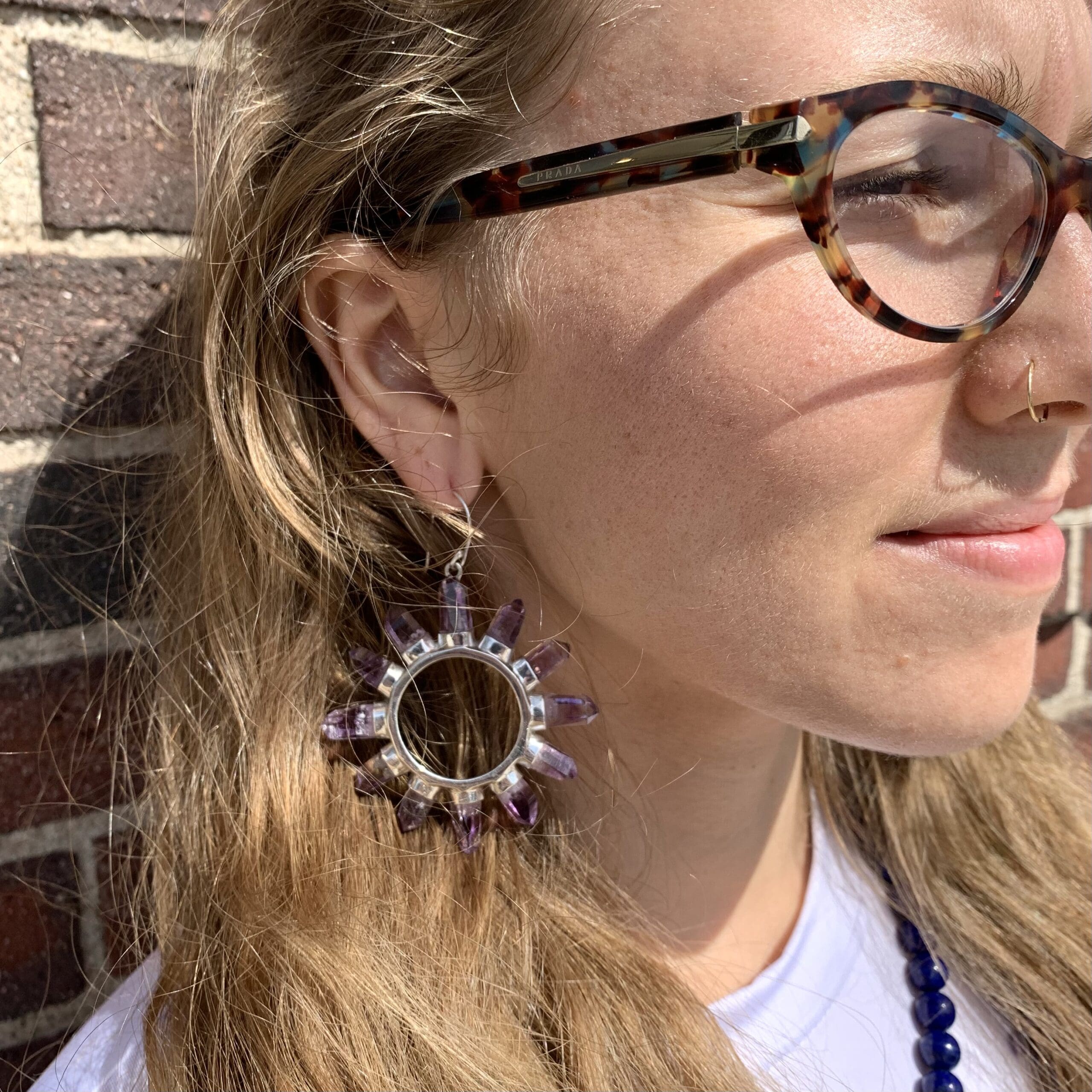 Amethyst (Vera Cruz) hoop earrings healing crystal - Image 9