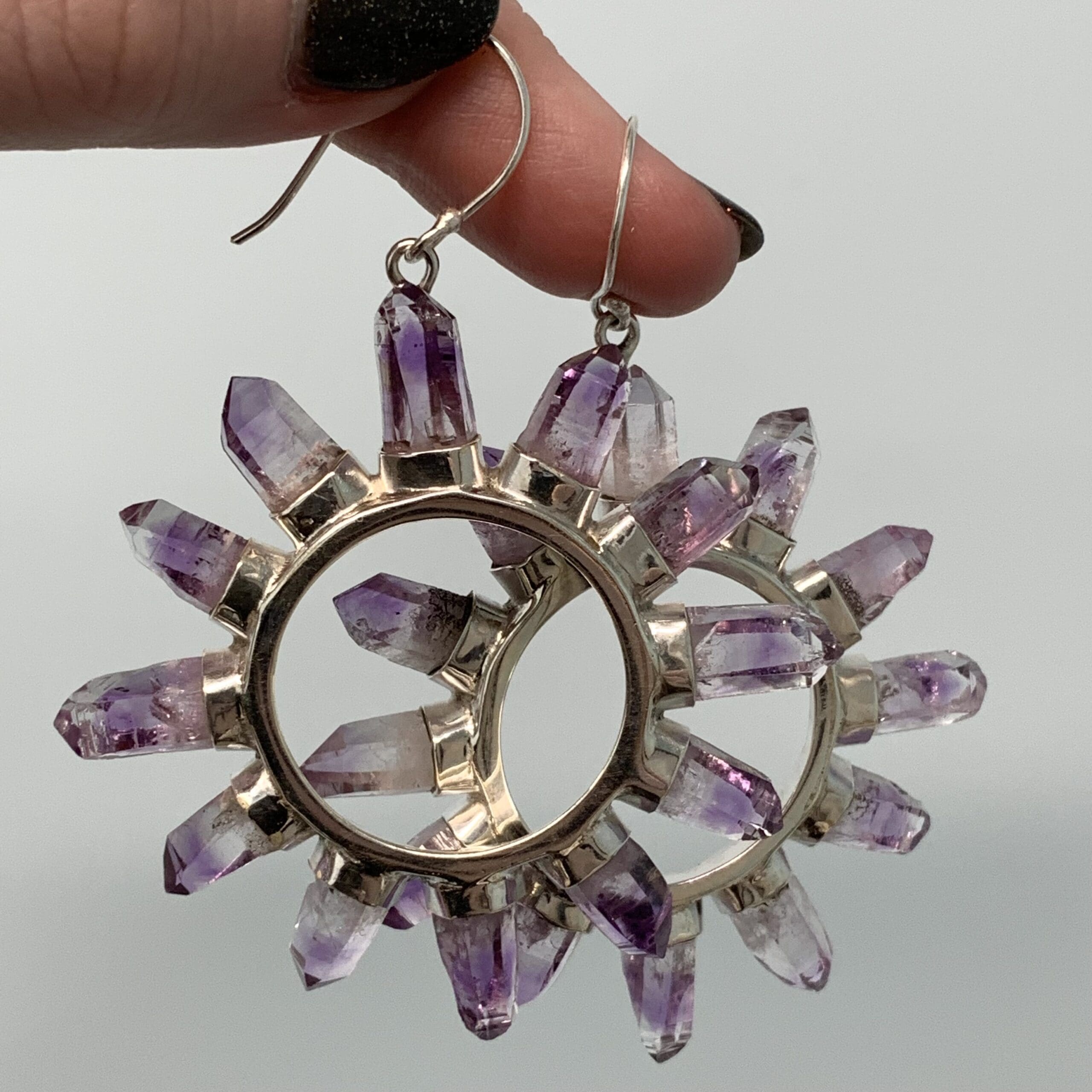 Amethyst (Vera Cruz) hoop earrings healing crystal - Image 10