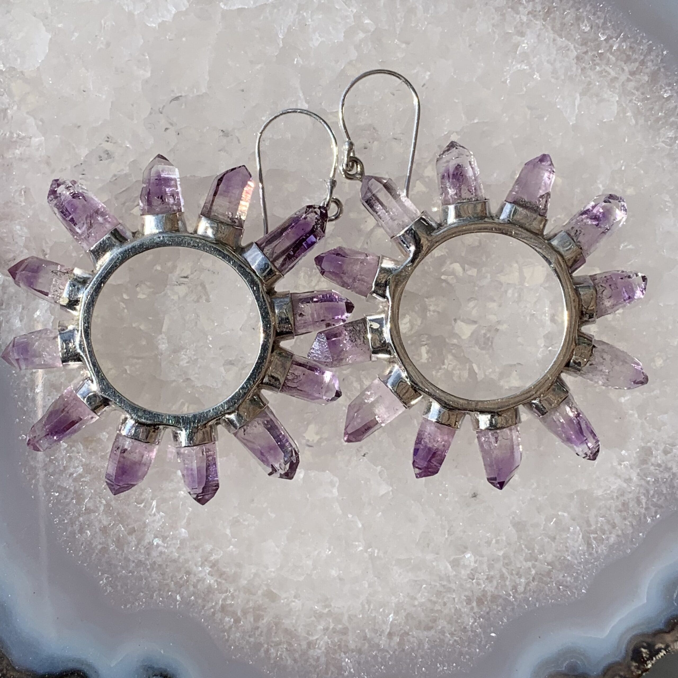 Amethyst (Vera Cruz) hoop earrings healing crystal