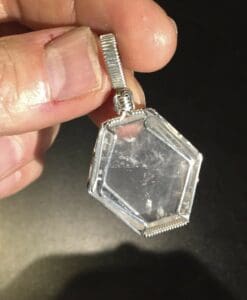 Quartz (clear) cross-section wire-wrapped pendant